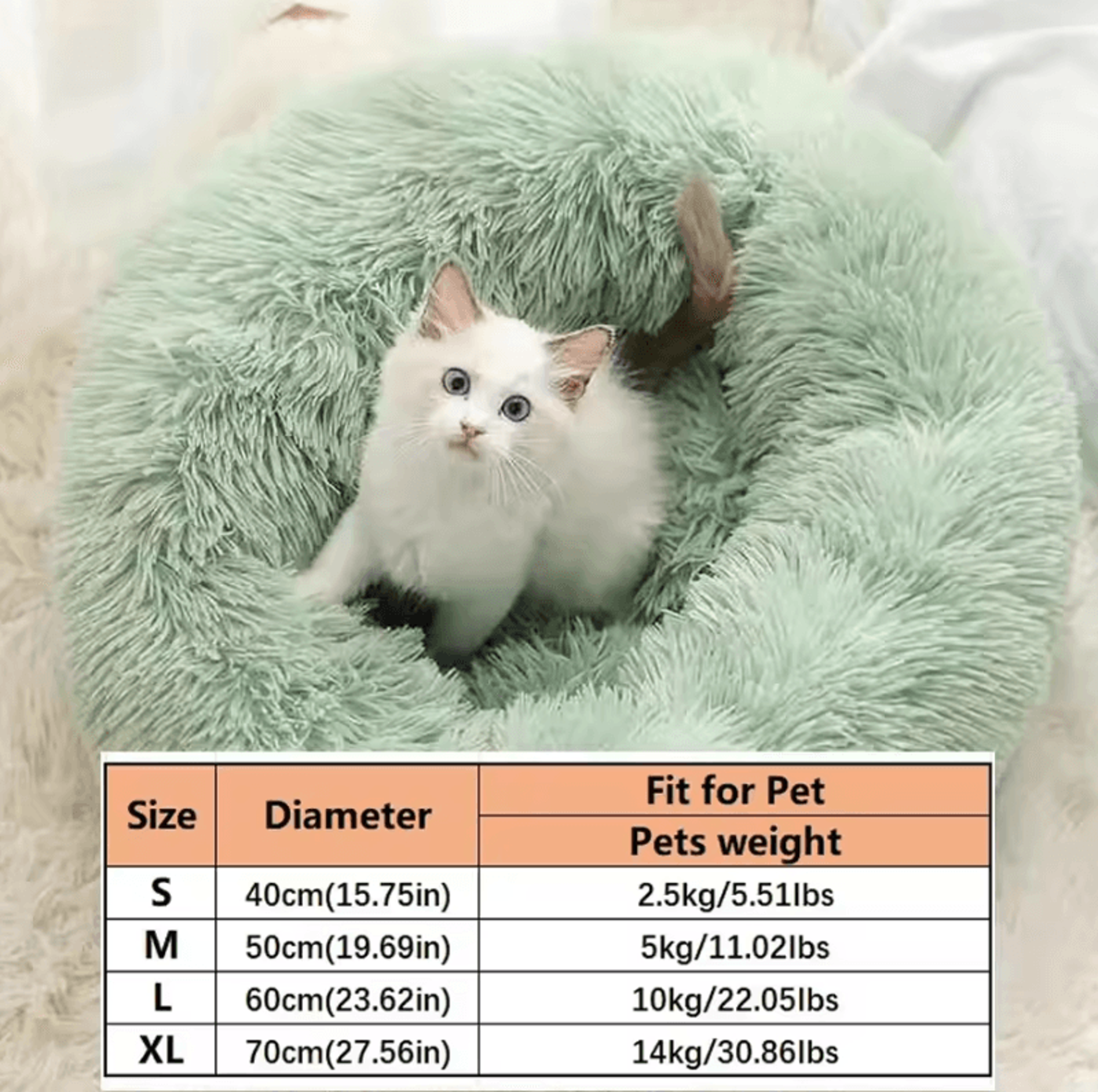 Soft Plush Faux Fur Donut Pet Bed For Cats  Small Dogs 5