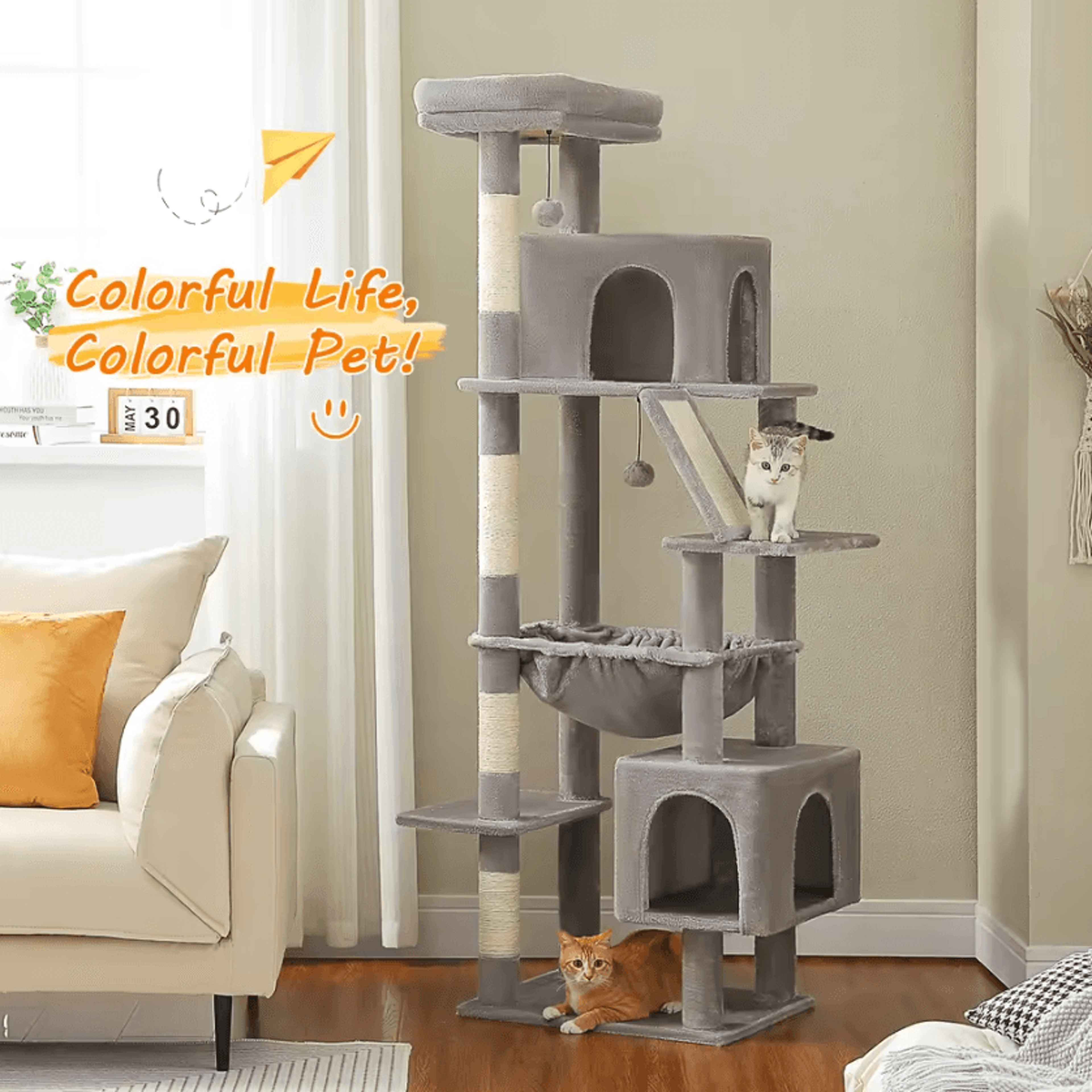 majestic haven large cat tree tower with condo beds & scratching posts