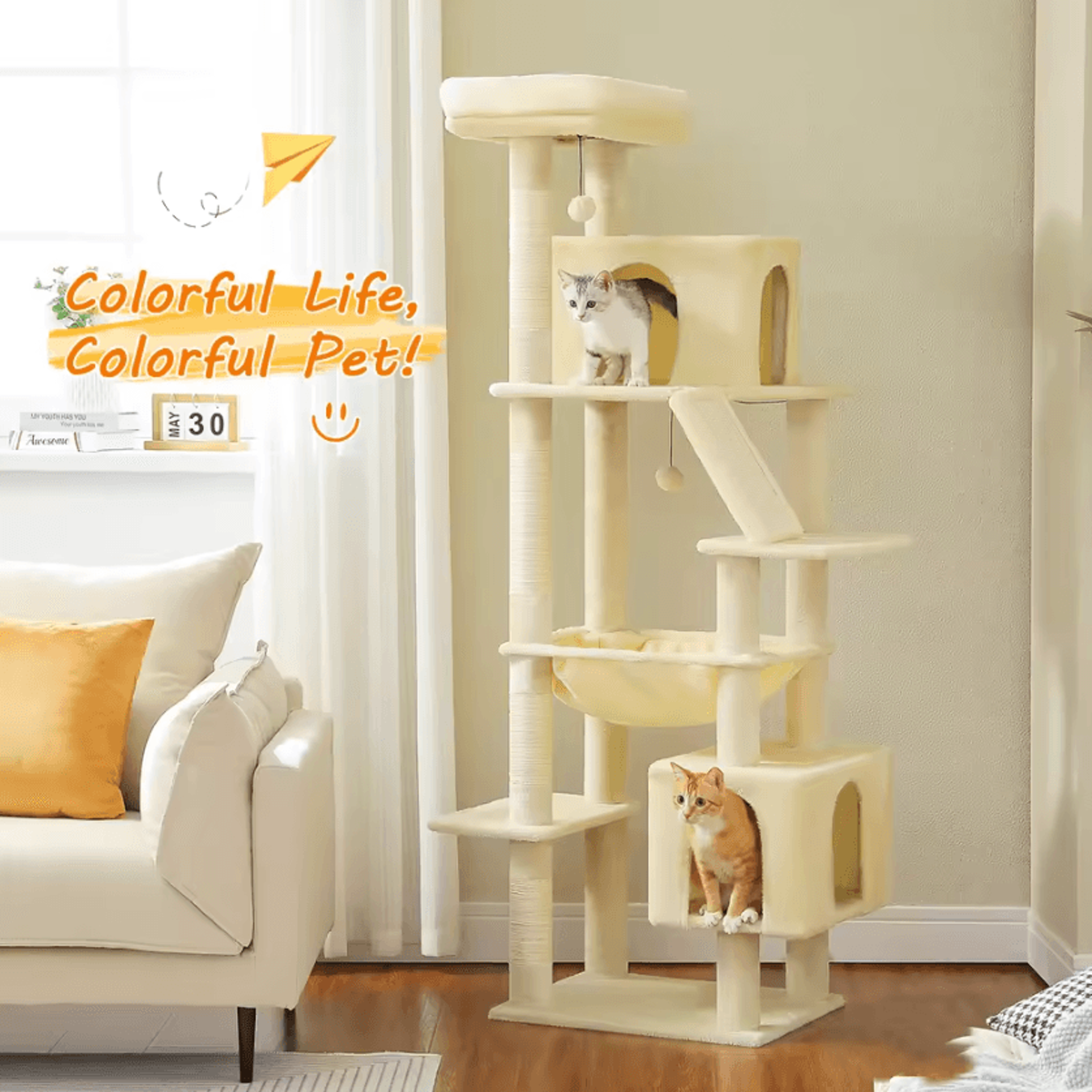 Majestic Haven Large Cat Tree Tower With Condo Beds  Scratching Posts 1