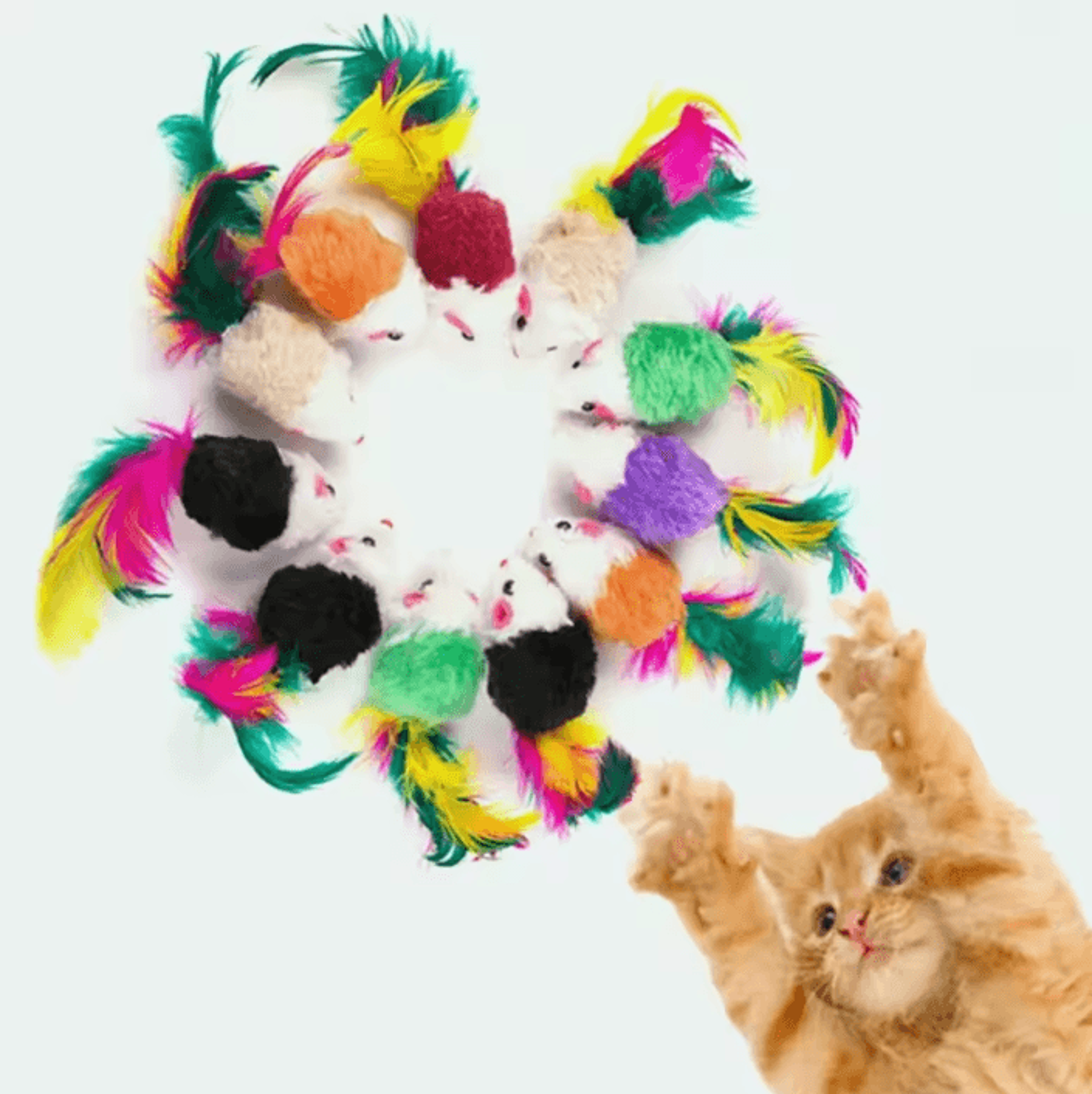 FeatherPounce Interactive Wool Mouse Cat Toy For Kittens  Indoor Cats 0