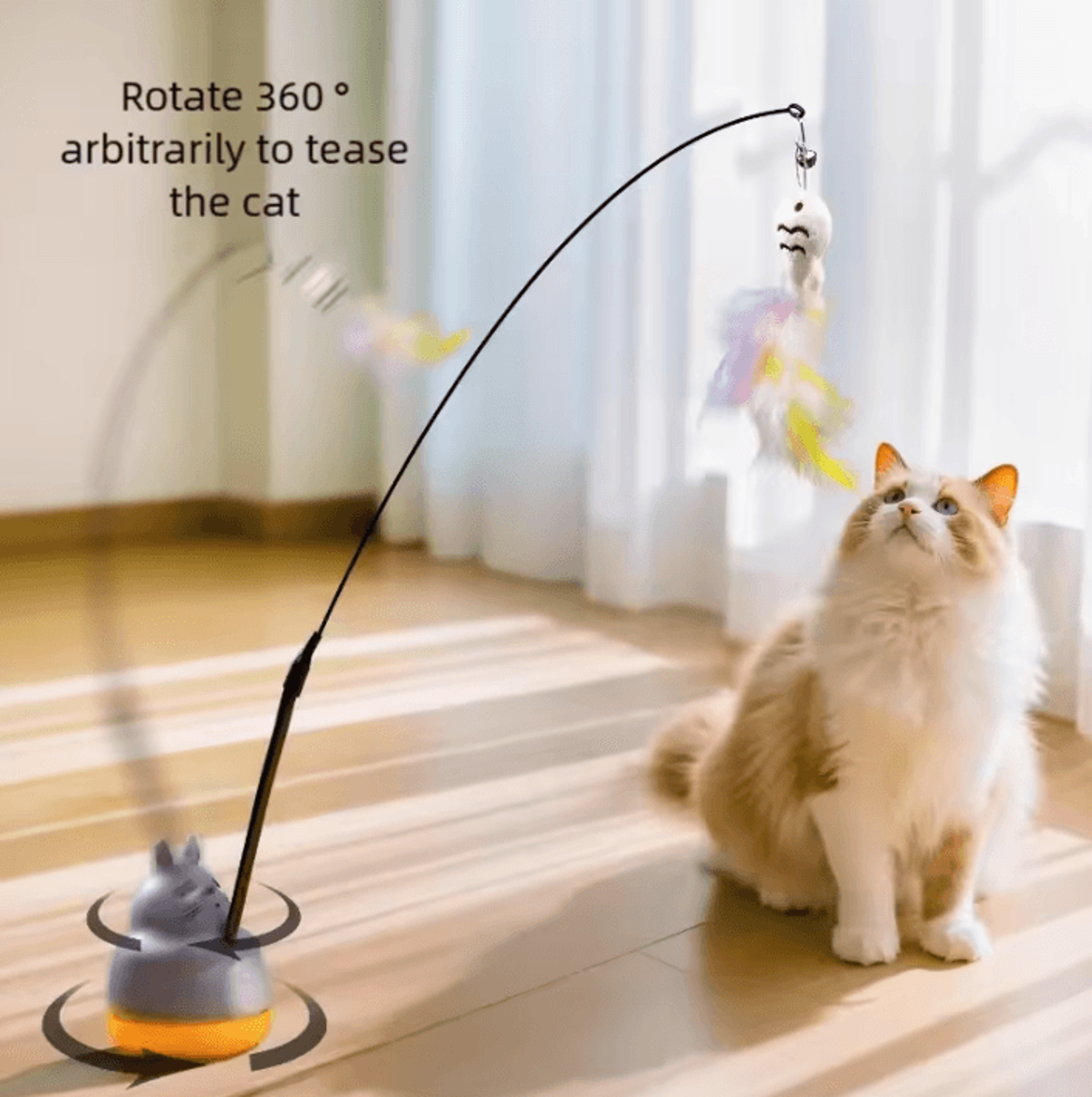 WhirlBell 360 Interactive Feather Wand Toy For Cats  Kittens 1