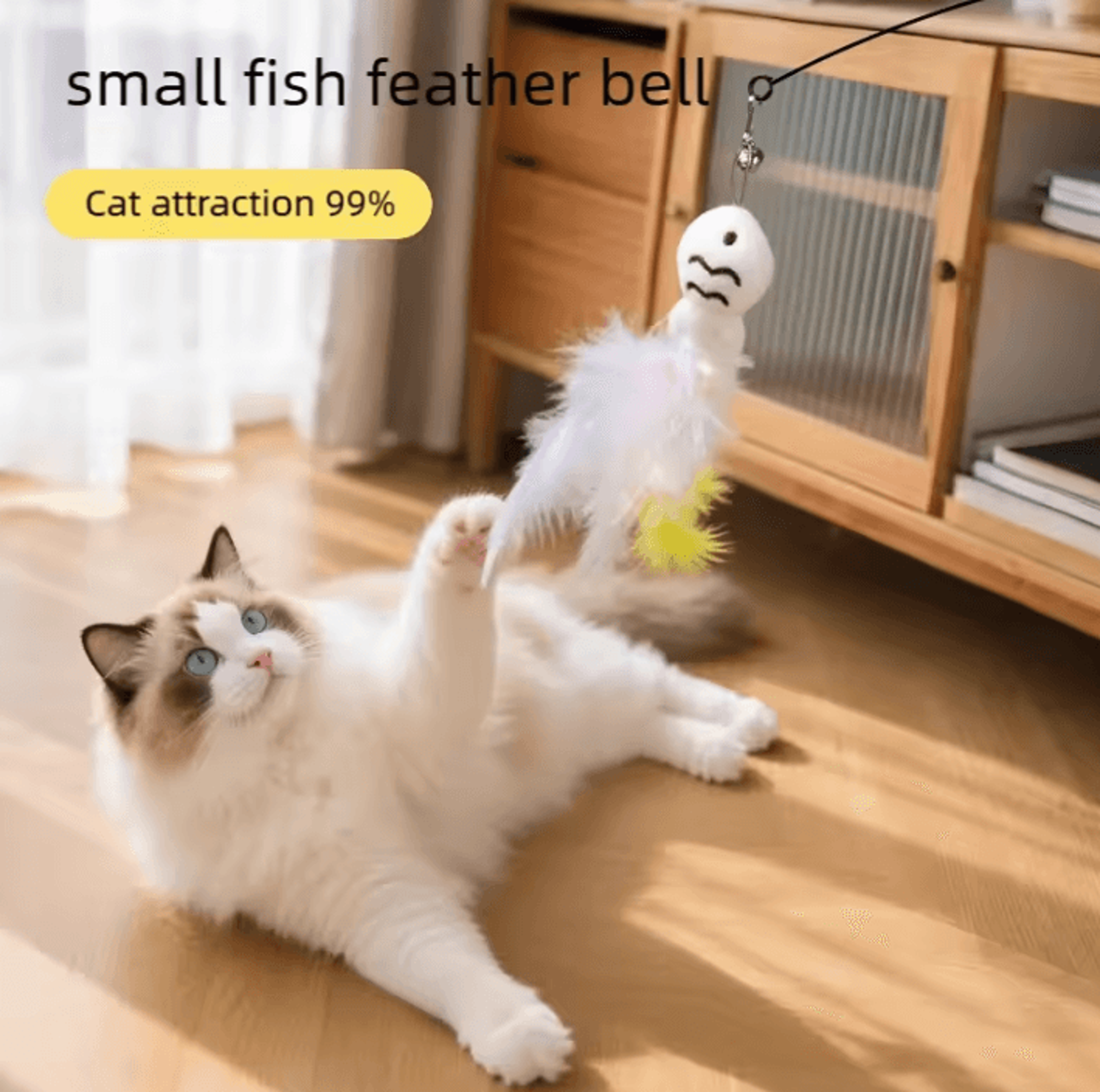 WhirlBell 360 Interactive Feather Wand Toy For Cats  Kittens 3