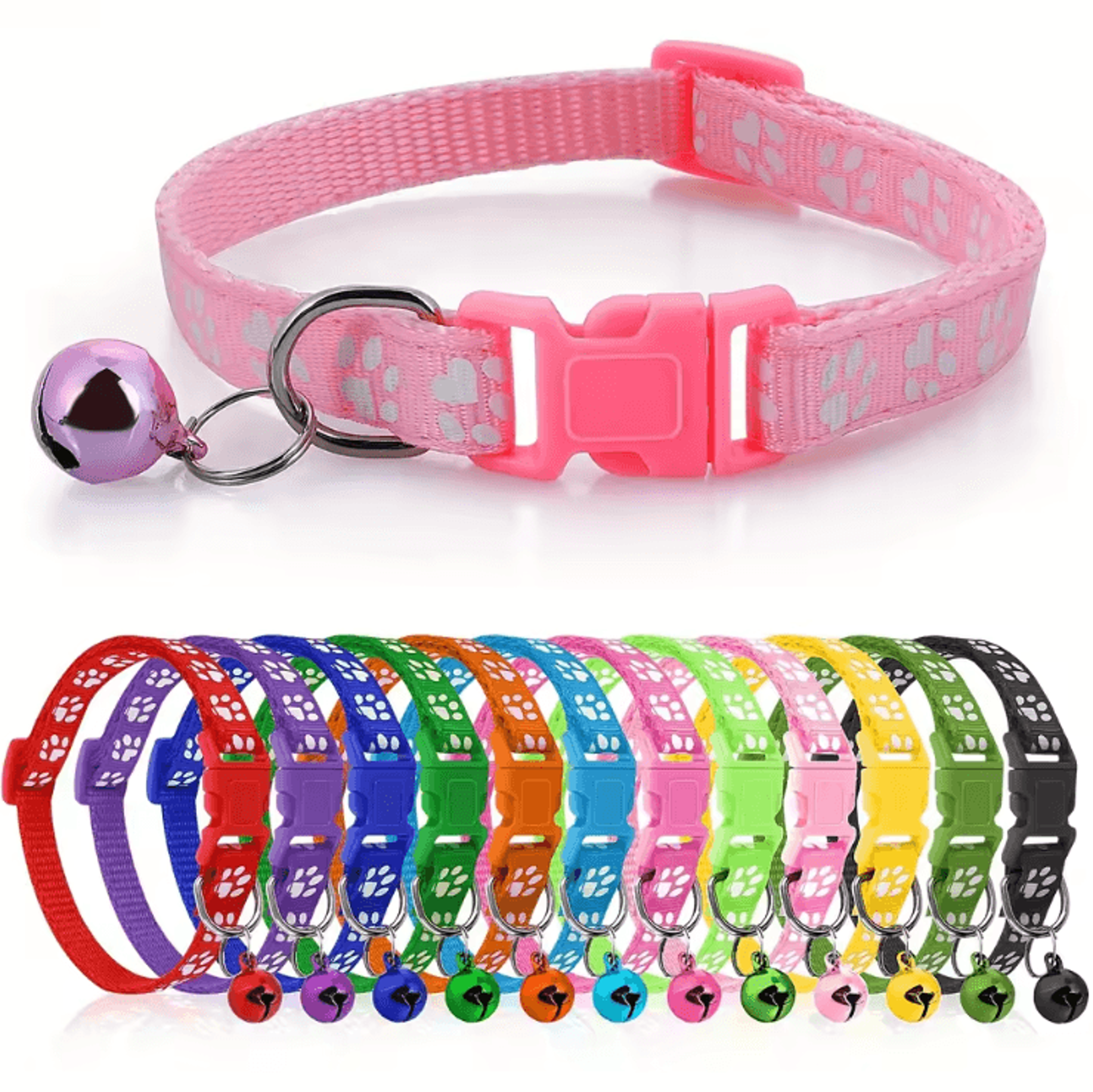 pawtag soft puppy id collar set with bells – 12 adjustable whelping collars
