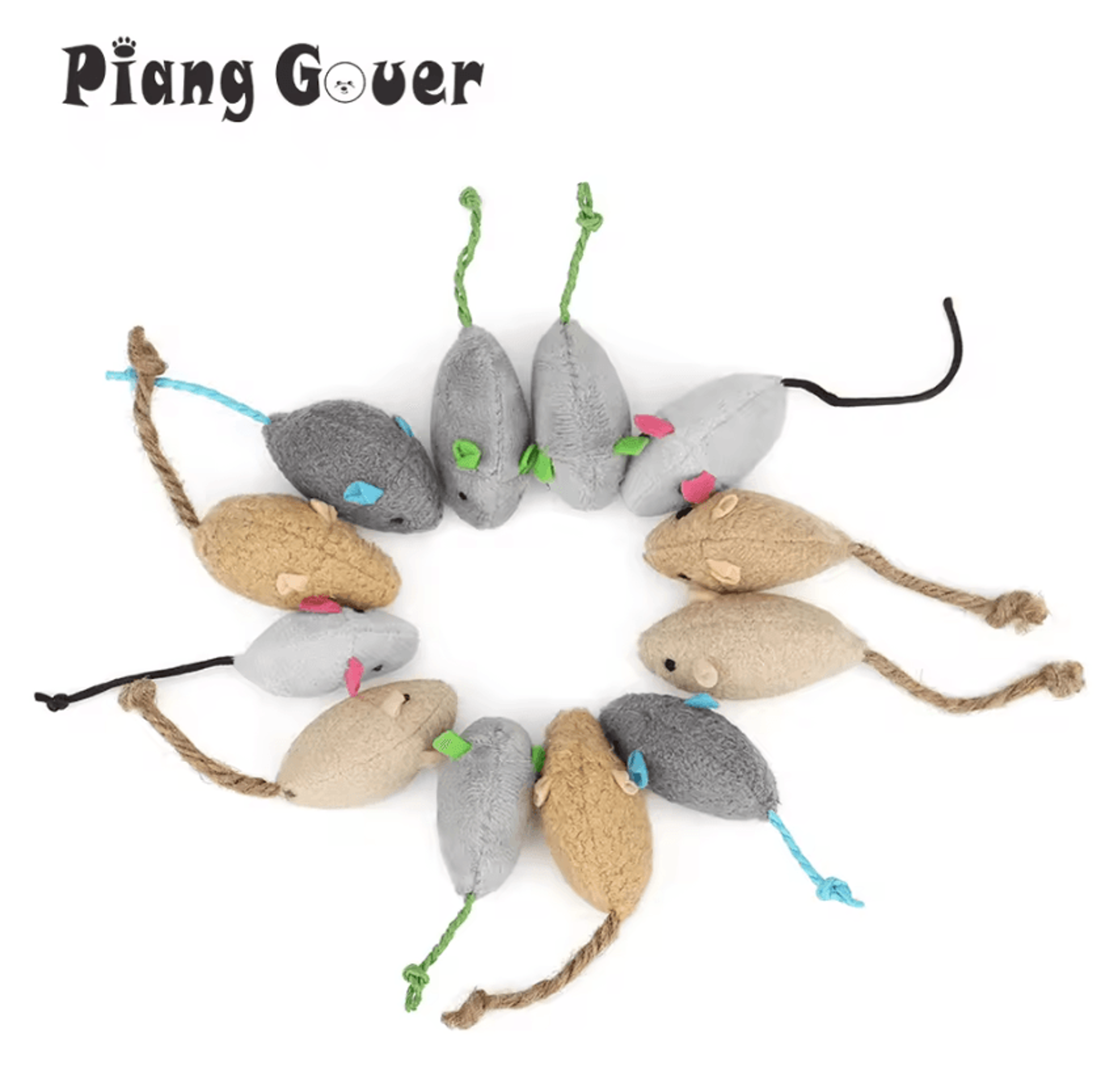 PouncePlay Catnip Plush Mouse Toy Set  12 Interactive Cat Mice 1