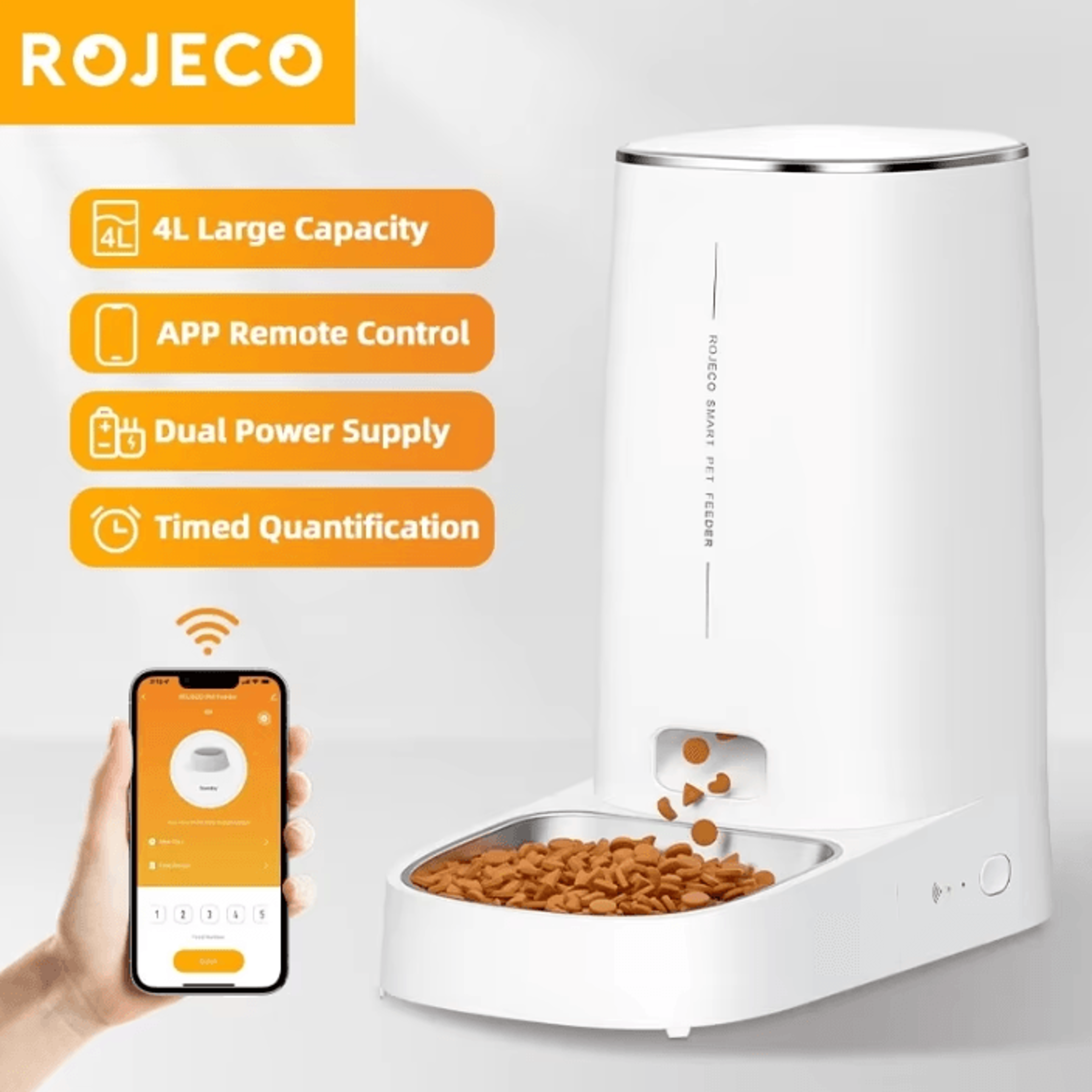 rojeco smart wifi automatic cat feeder with remote app control