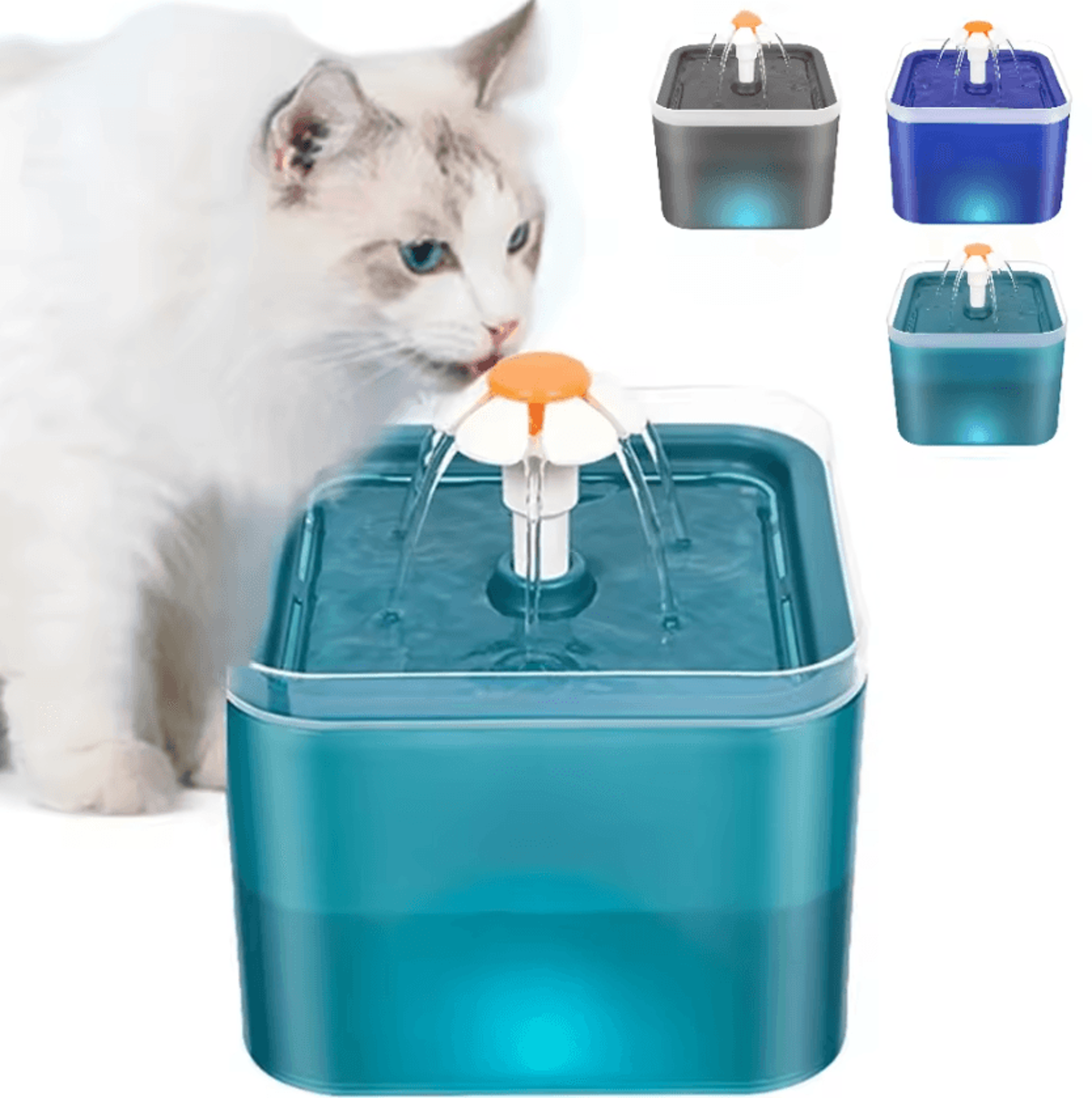 glowflow 2l automatic cat water fountain with led filtration system