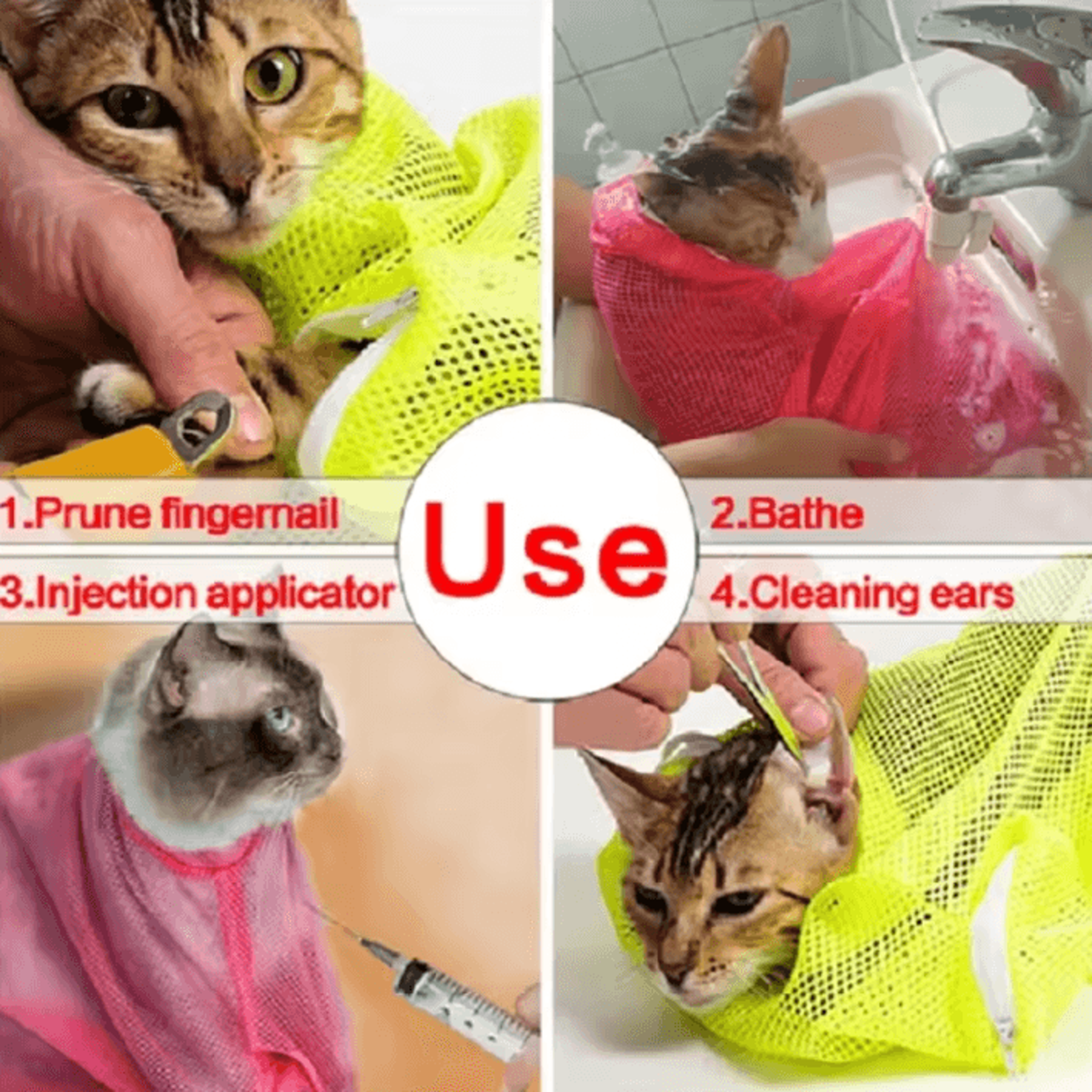 Mesh Cat Grooming Bath Bag For Safe Washing  Nail Trimming 1