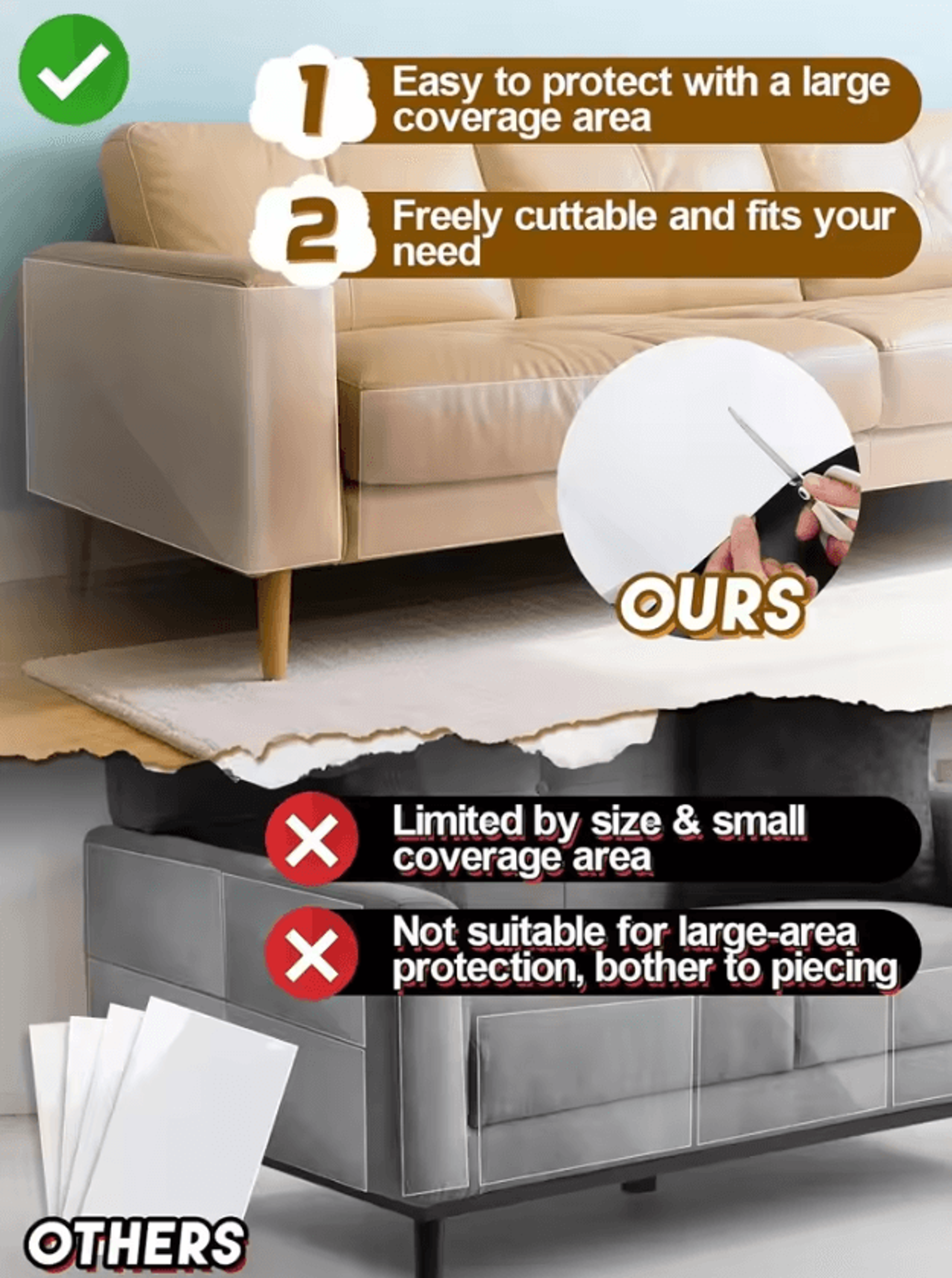 ClearShield AntiScratch Cat Furniture Protector For Leather Sofas 2