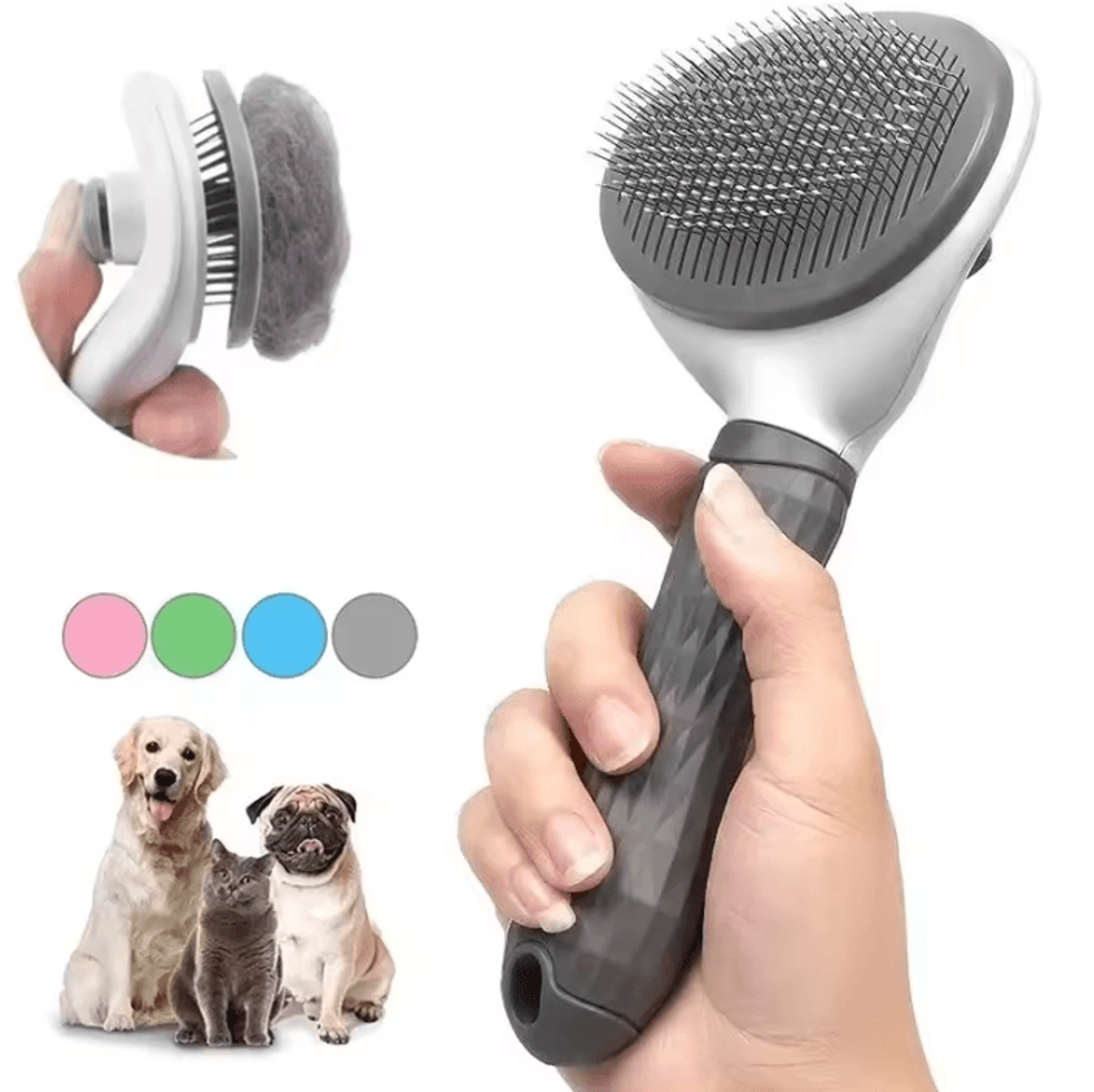 petglow self-cleaning grooming brush for dogs & cats