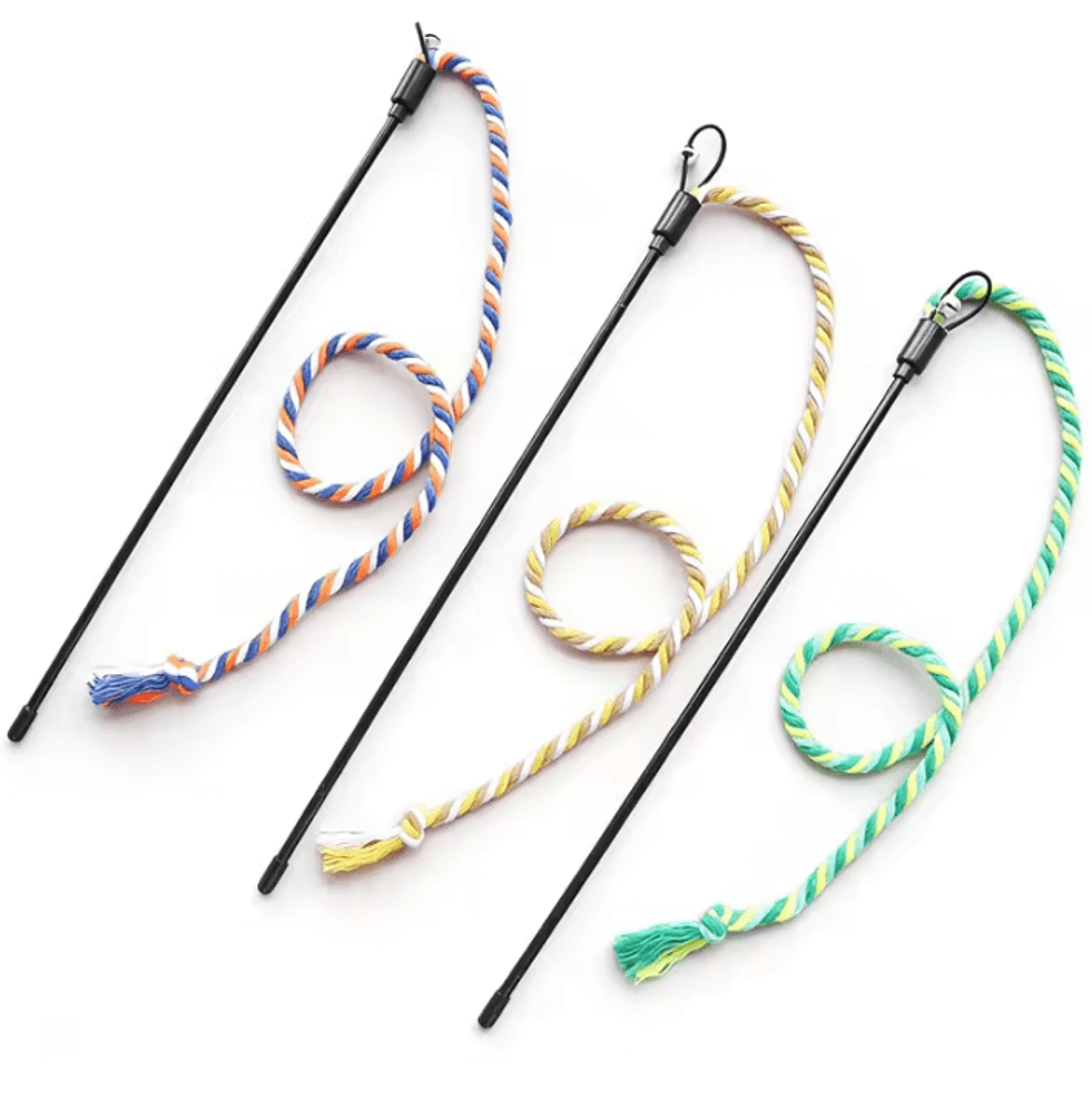 Interactive Cat Wand Toy Set With Cotton Rope Teasers For Indoor Cats 0