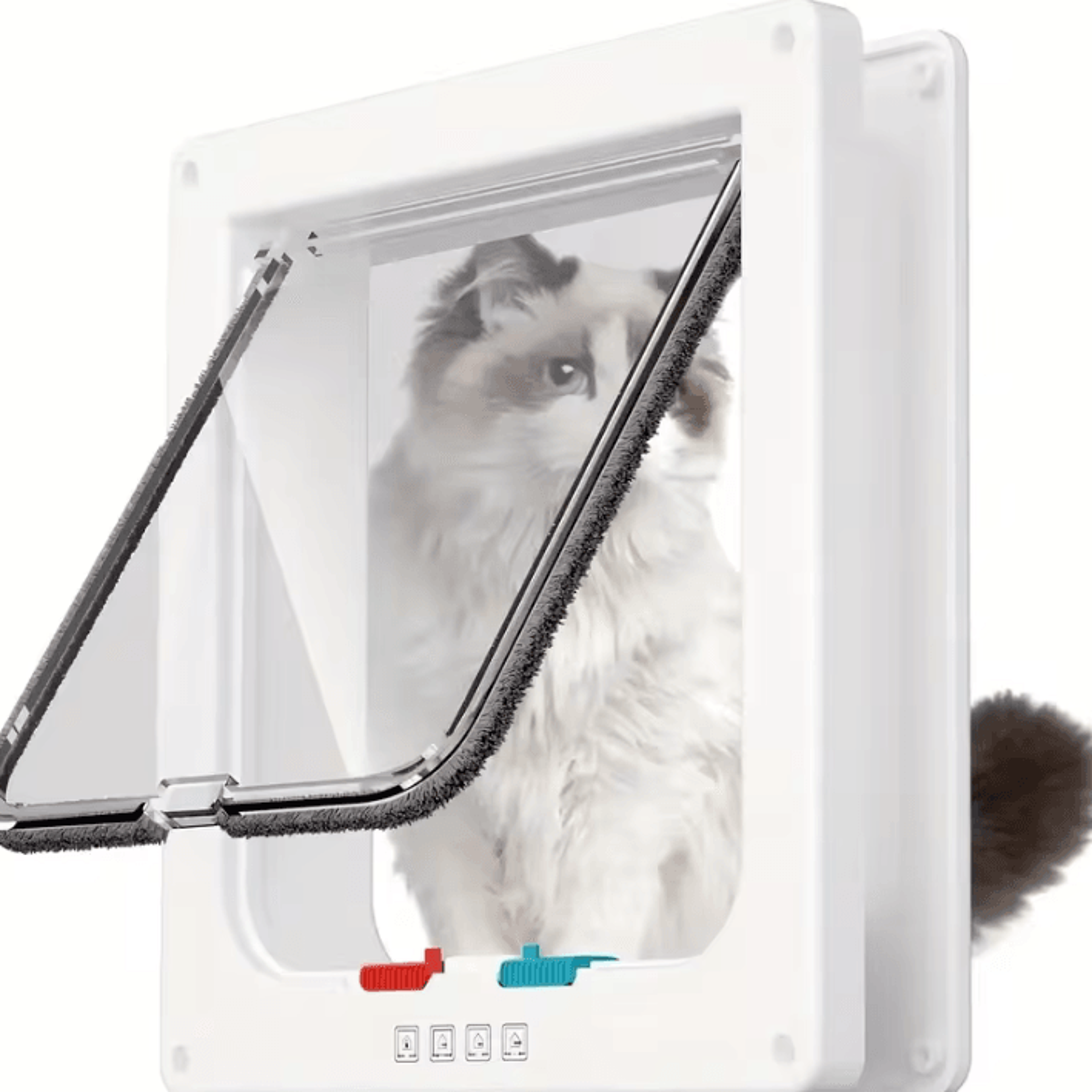 4Way Locking Pet Door For Cats  Small Dogs  Weatherproof ABS Flap Door 0