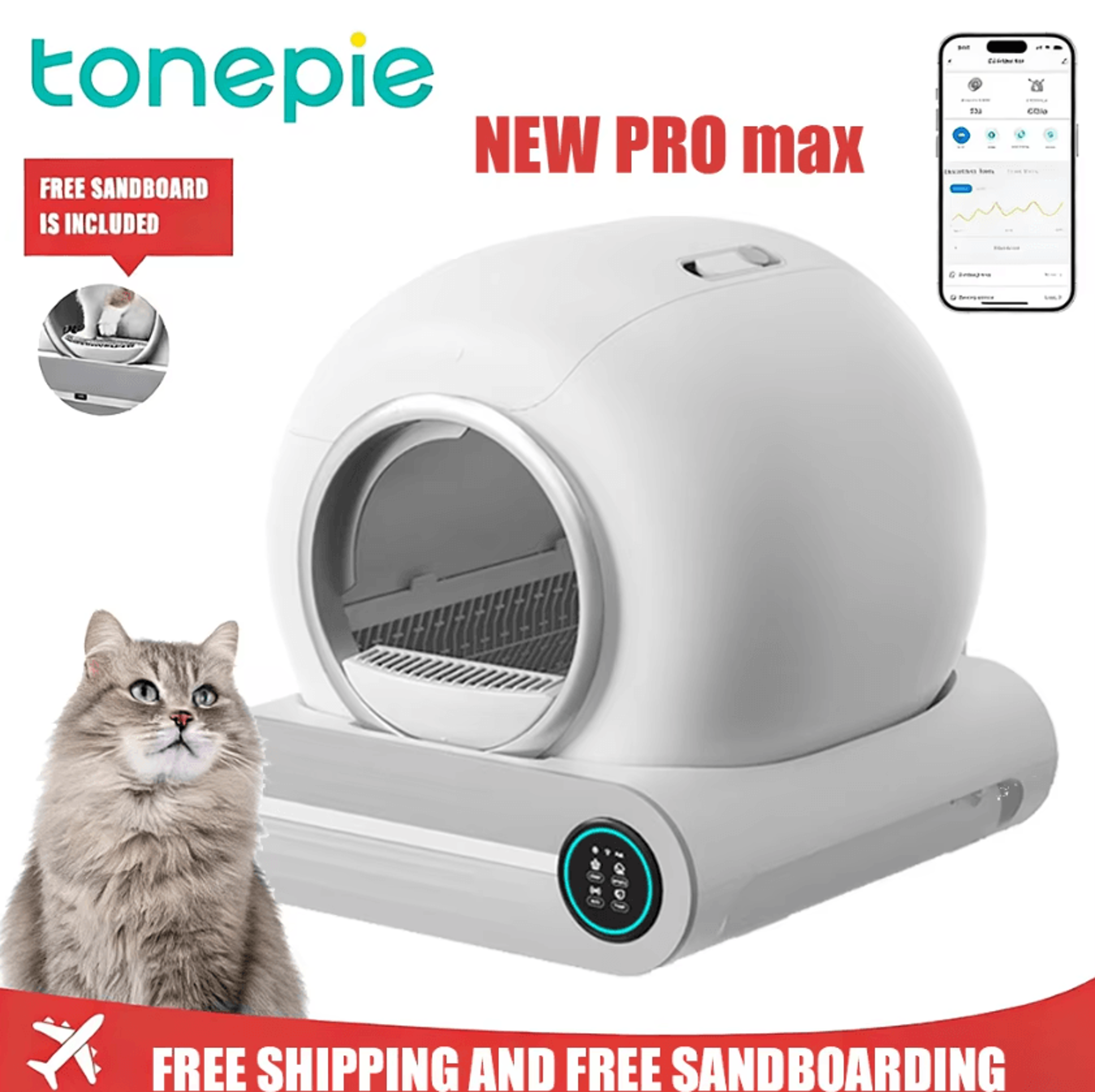 Tonepie SmartClean 65L Automatic SelfCleaning Cat Litter Box 0