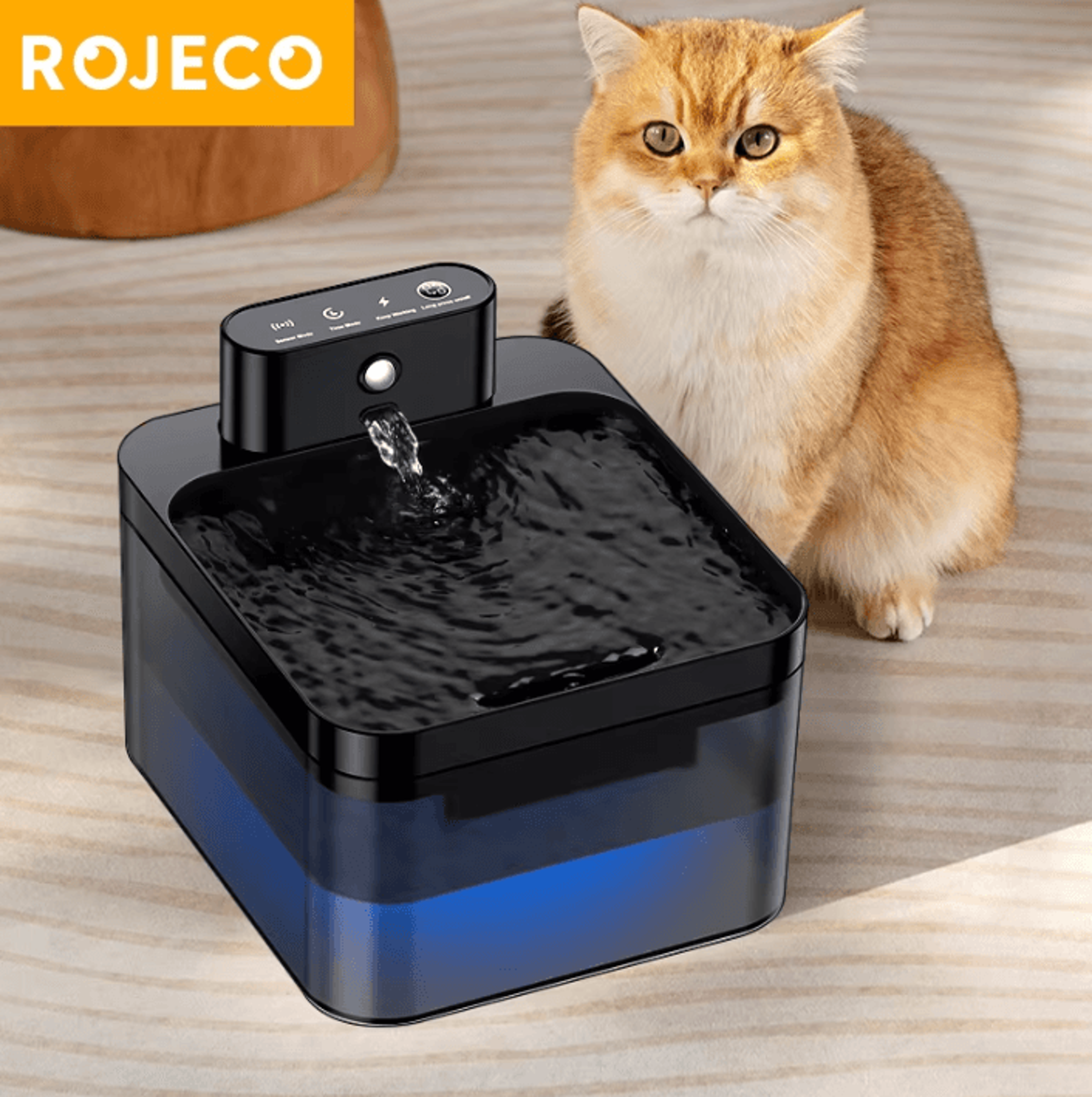 rojeco wireless smart cat water fountain with infrared sensor