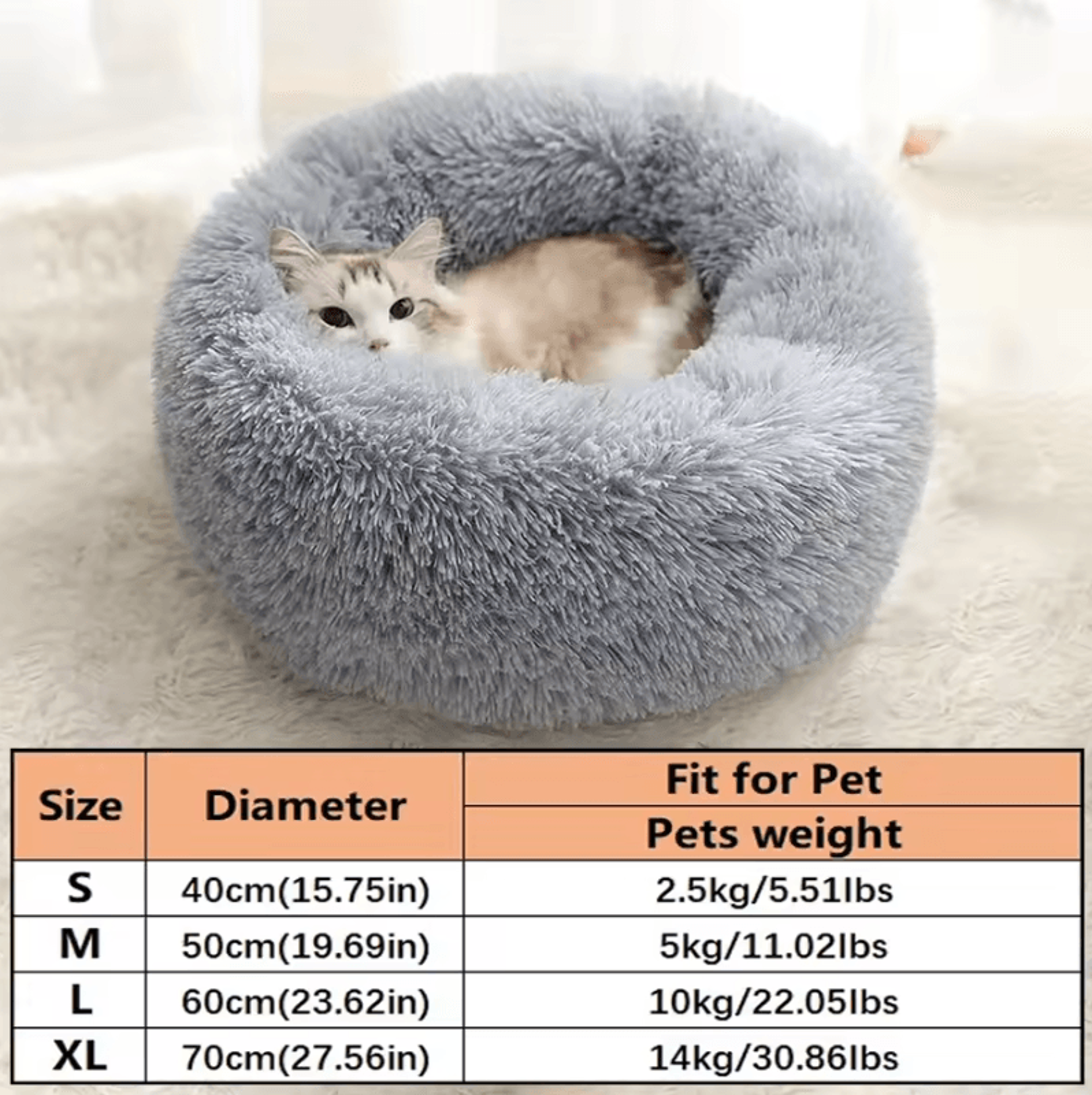 CozyCalm Plush Donut Pet Bed For Cats  Small Dogs 4