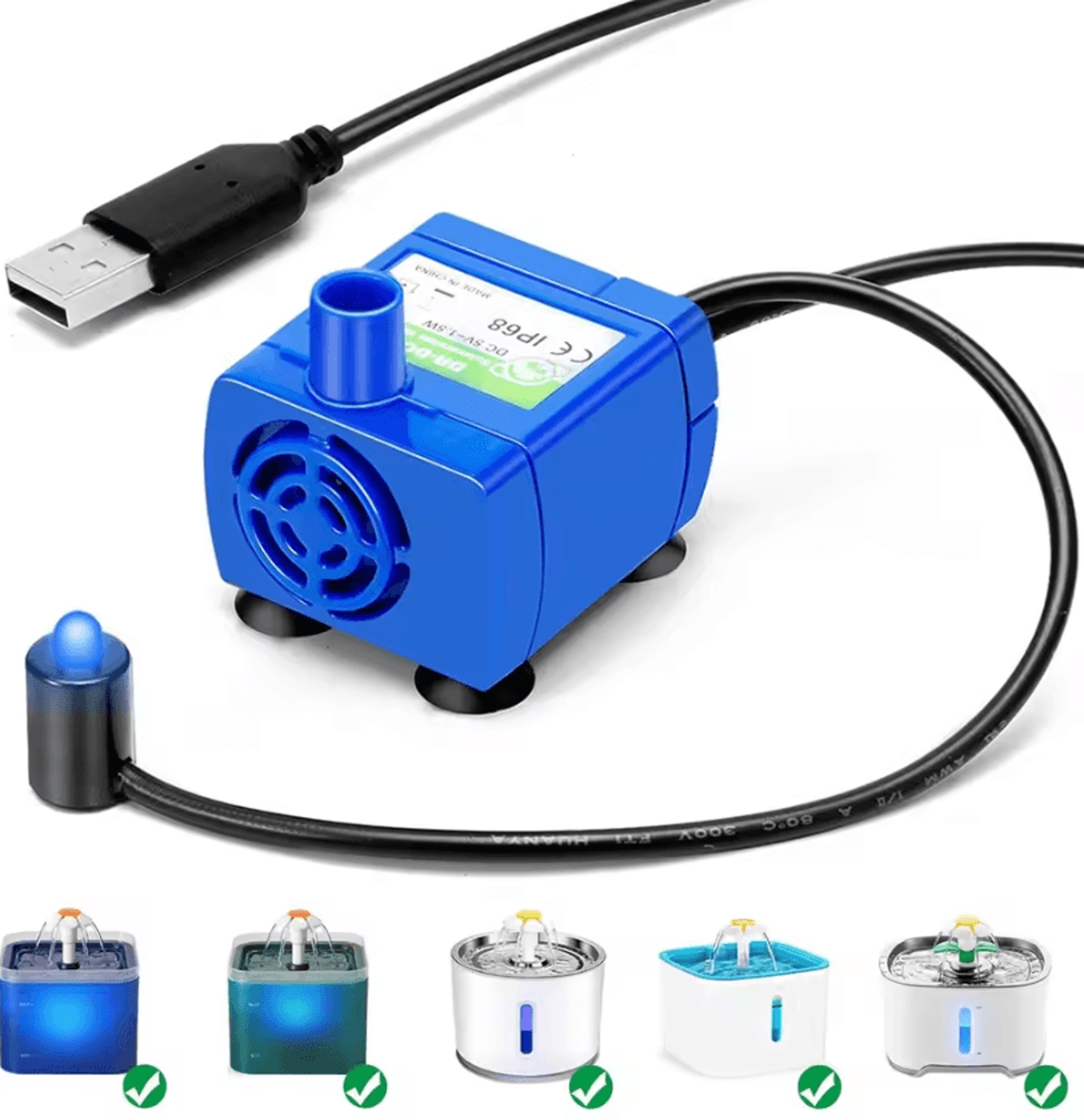 FlowGlow LED Water Fountain Replacement Pump 0