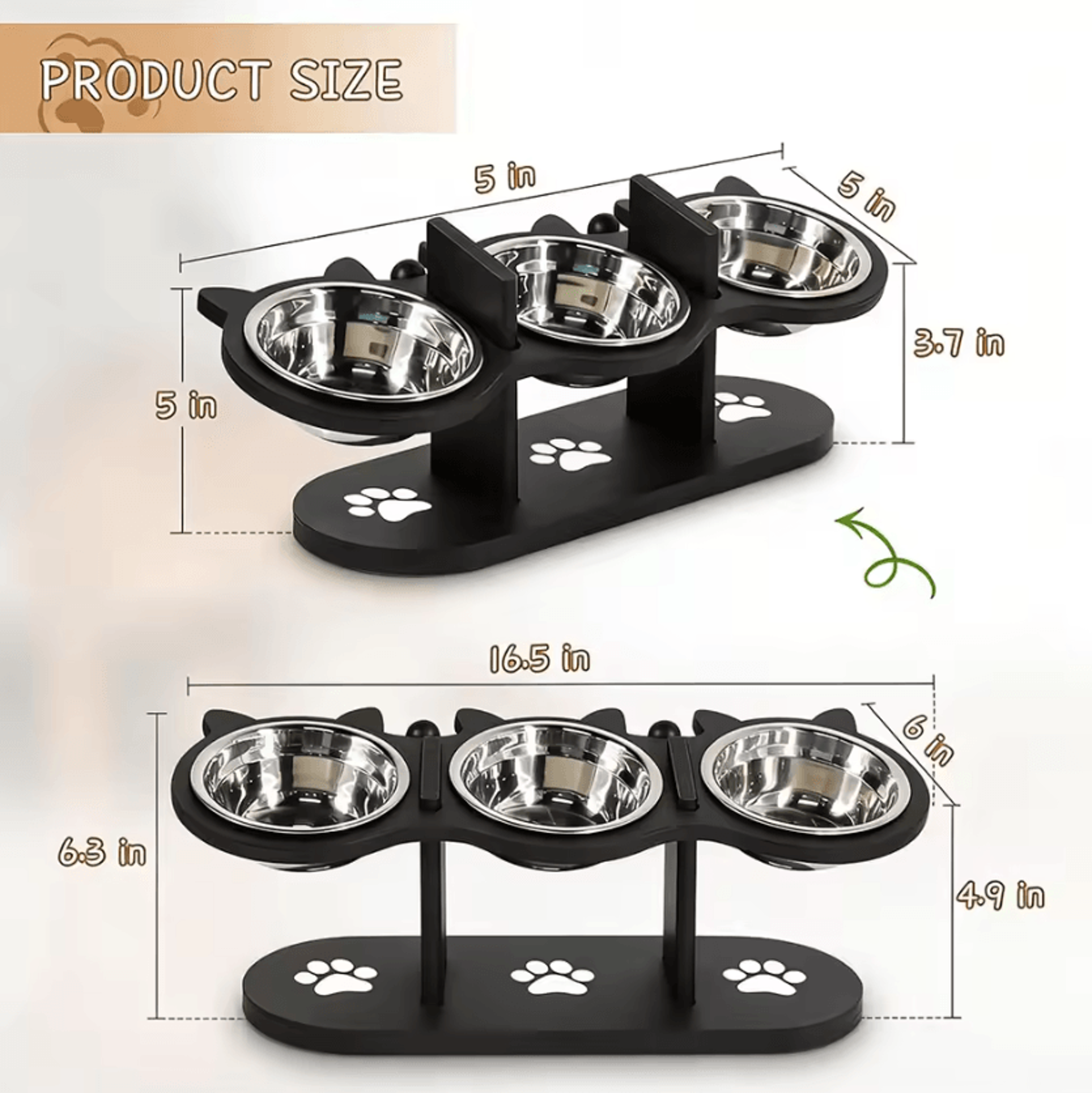 WhiskerNest Elevated 3Bowl Cat Feeding Station 3
