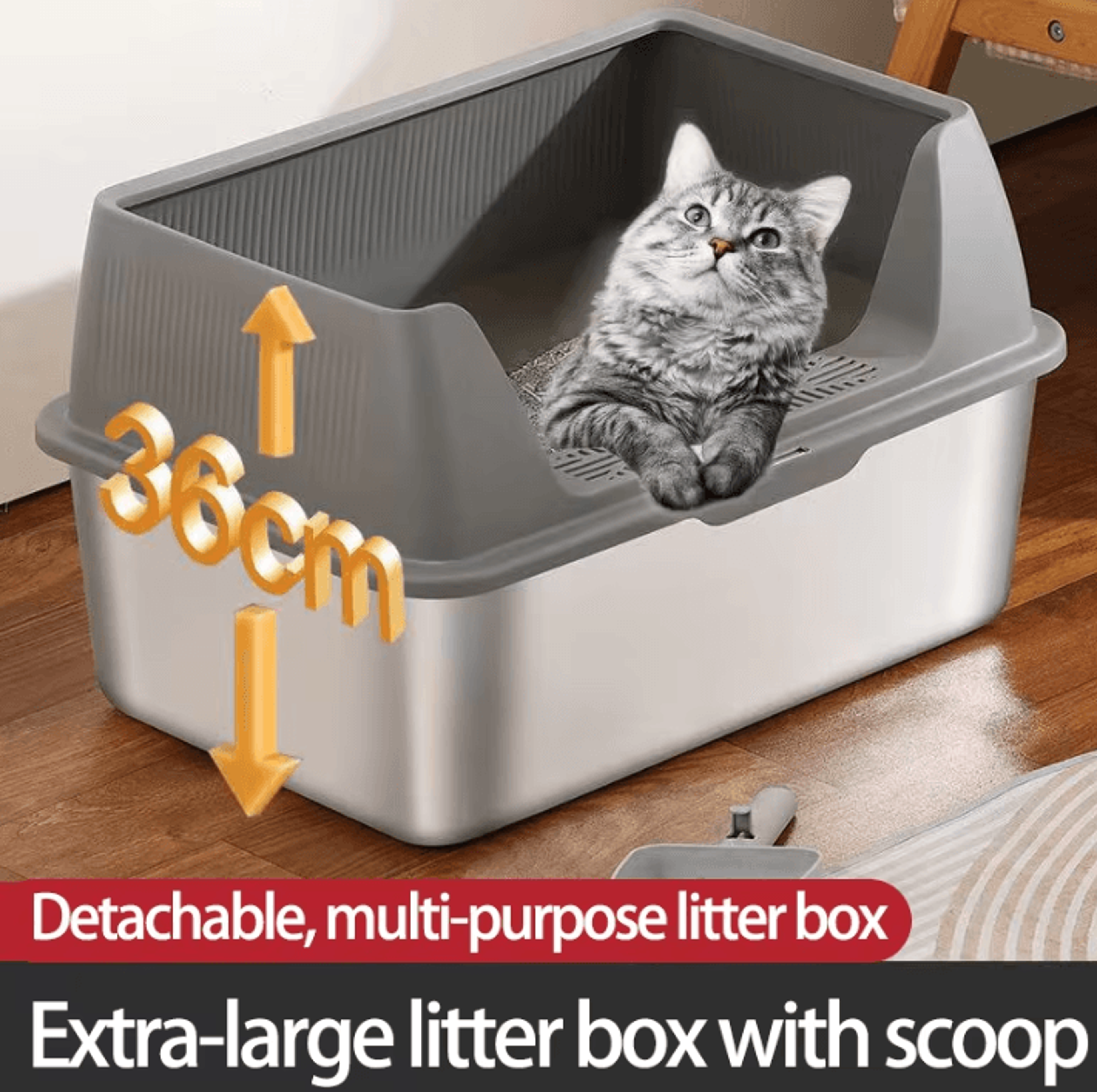 steelguard xl stainless steel cat litter box with lid