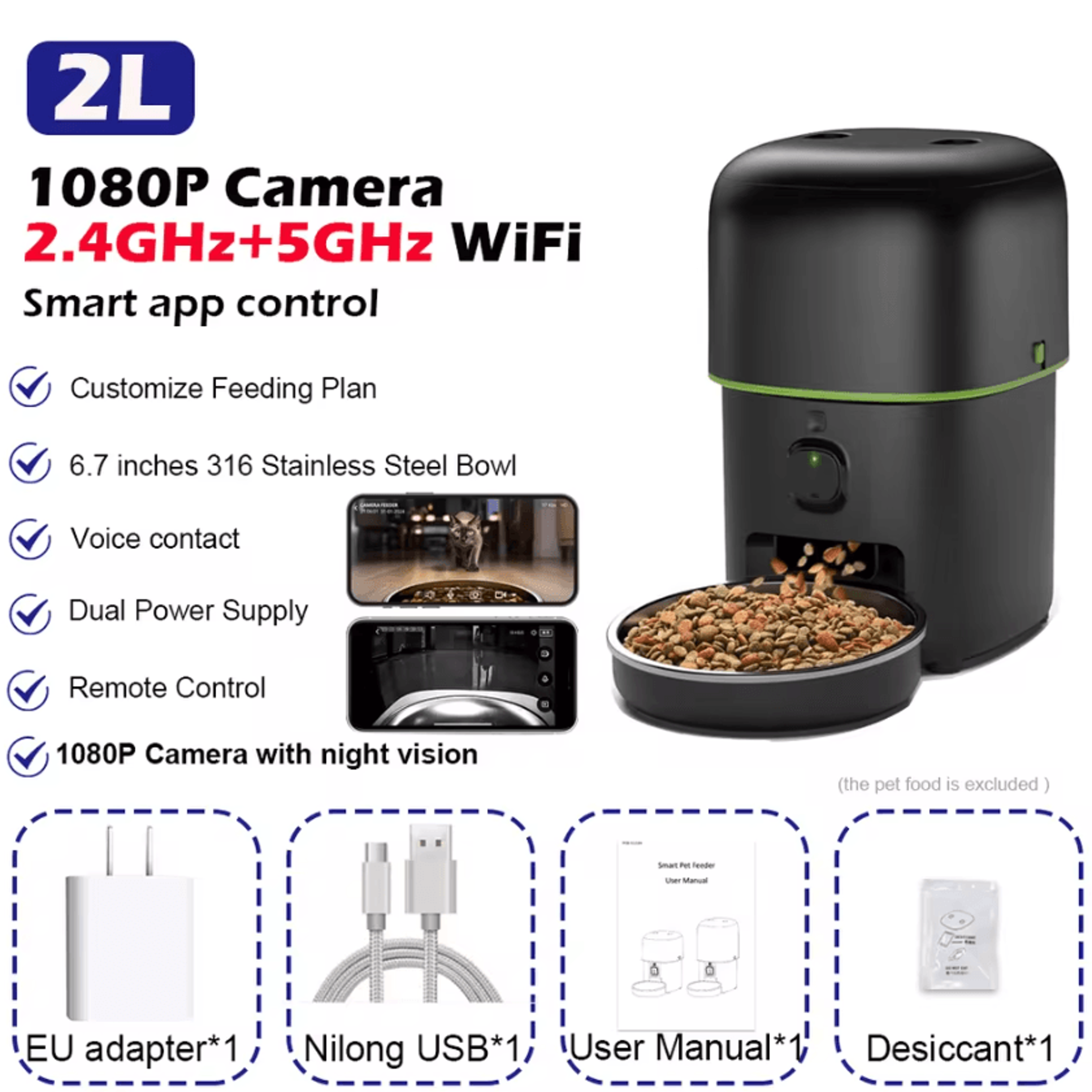 VisionServe WiFi Automatic Pet Feeder With Camera 3