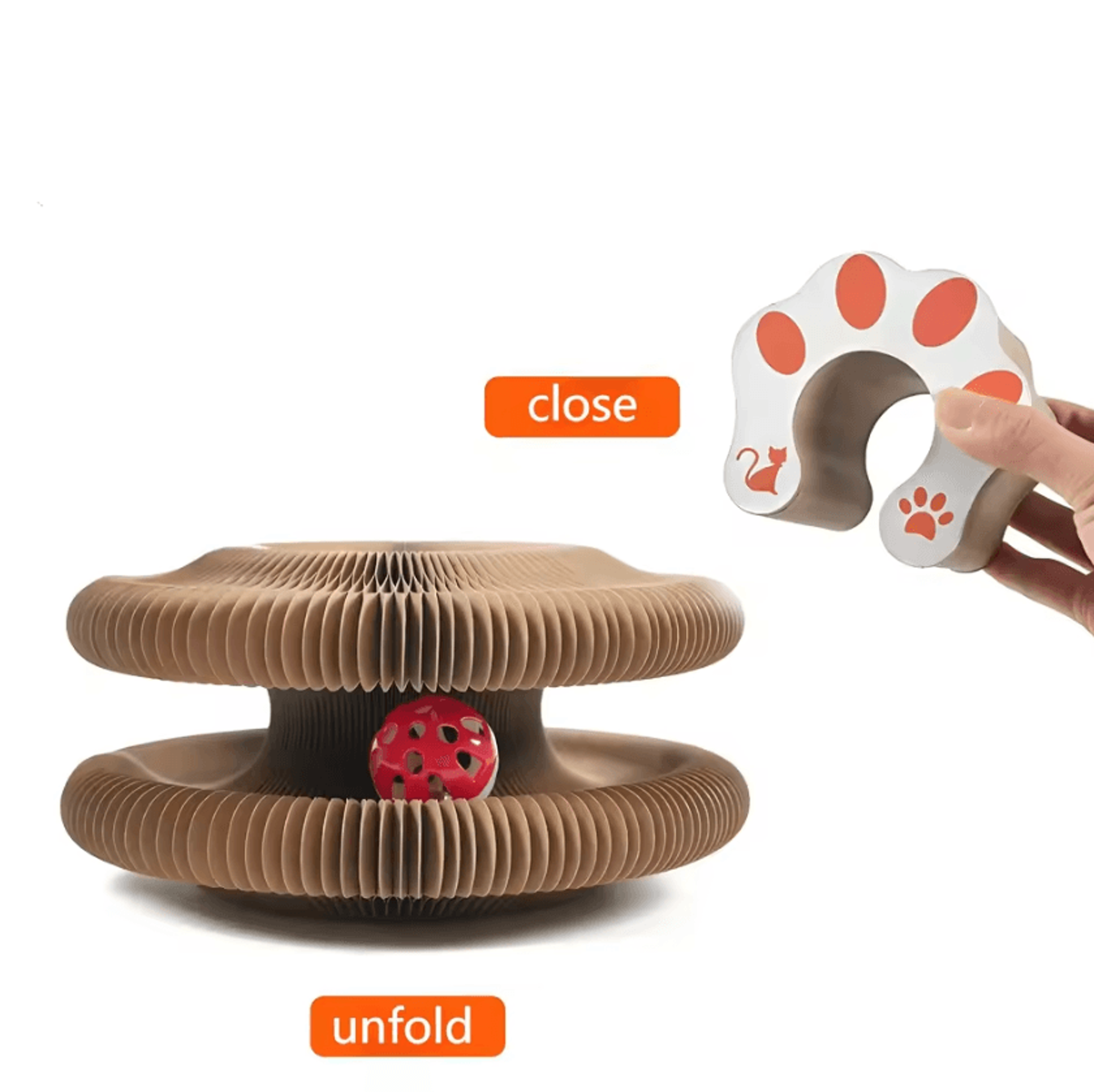 FlexiPaws Accordion Cat Scratching Board With Interactive Ball Toy 4