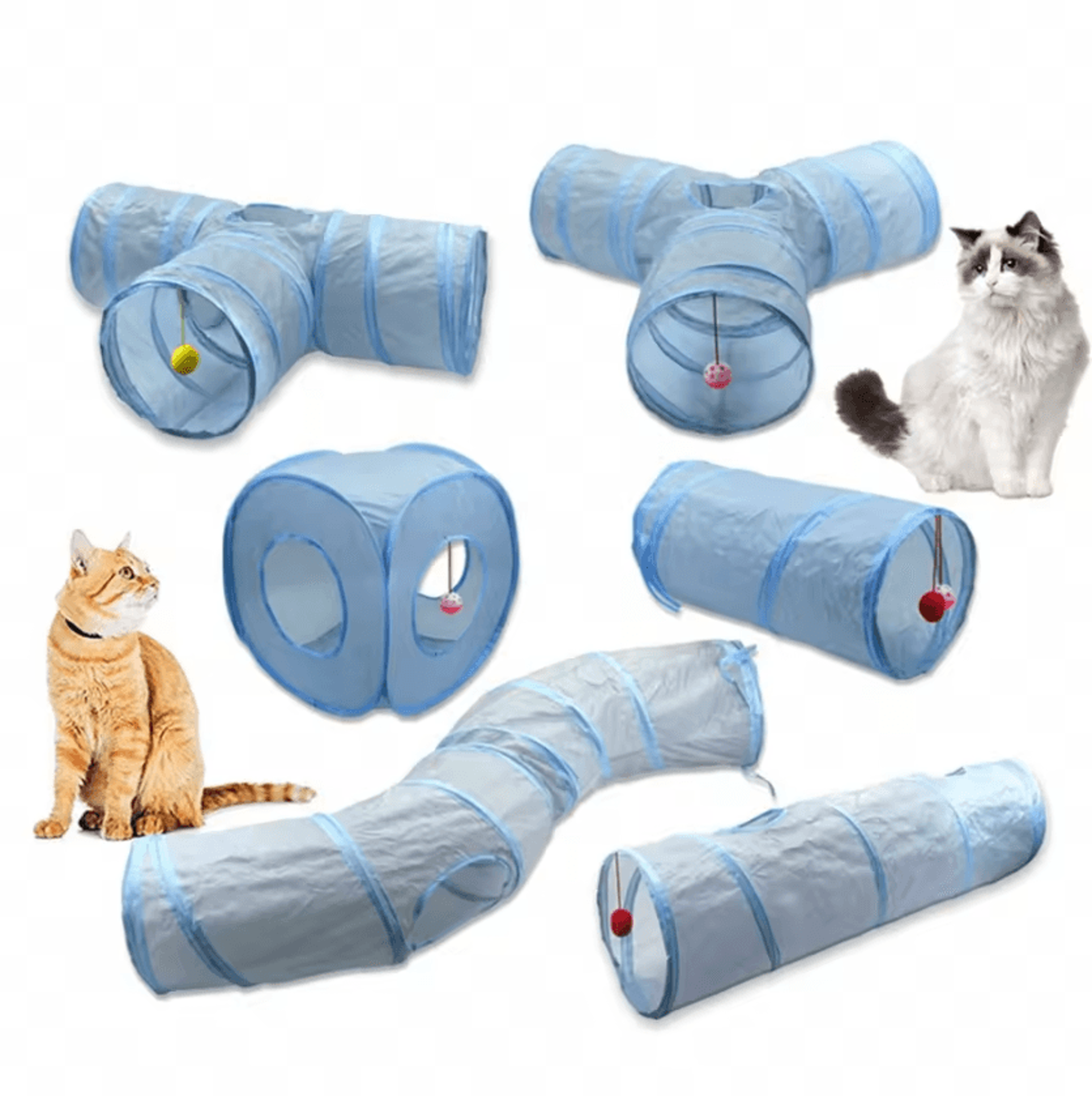 playpounce 3-way cat tunnel – foldable interactive tunnel toy with peep hole