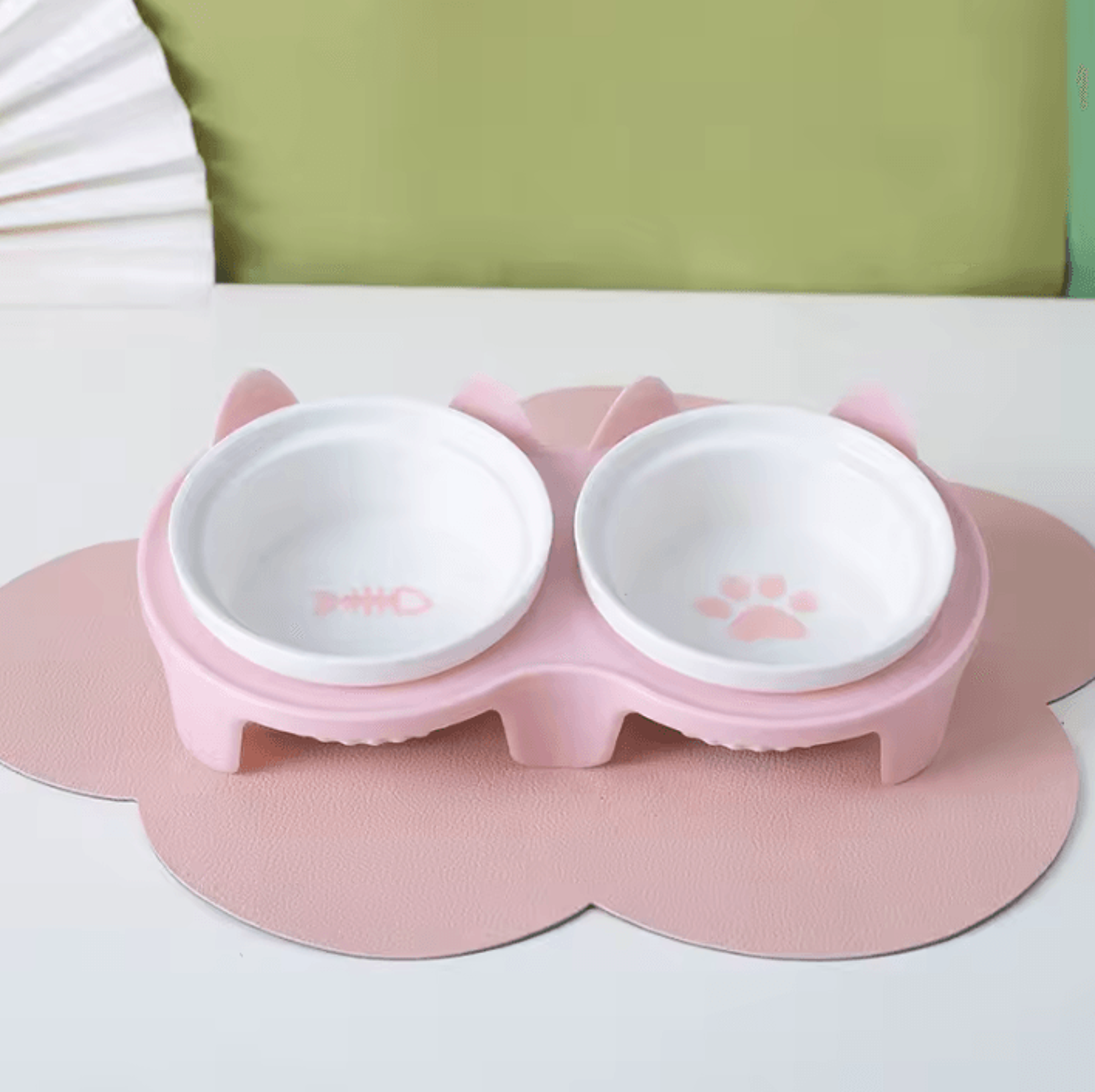 TiltEase Ceramic Pet Feeding Bowl Set  Elevated Double Bowl For Cats  Small Pets 6