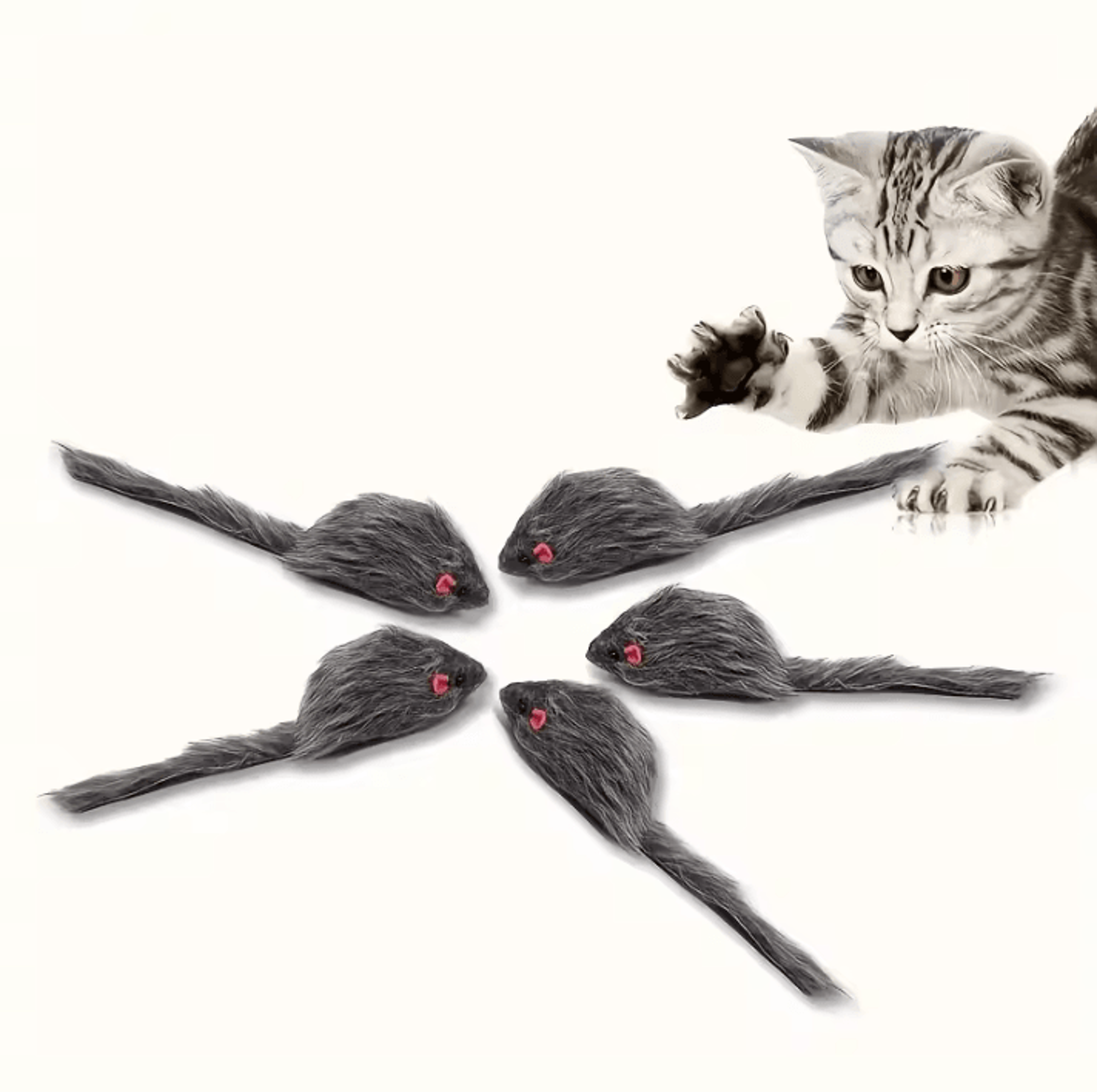 HuntPlay Plush Mouse Cat Toys Set 4