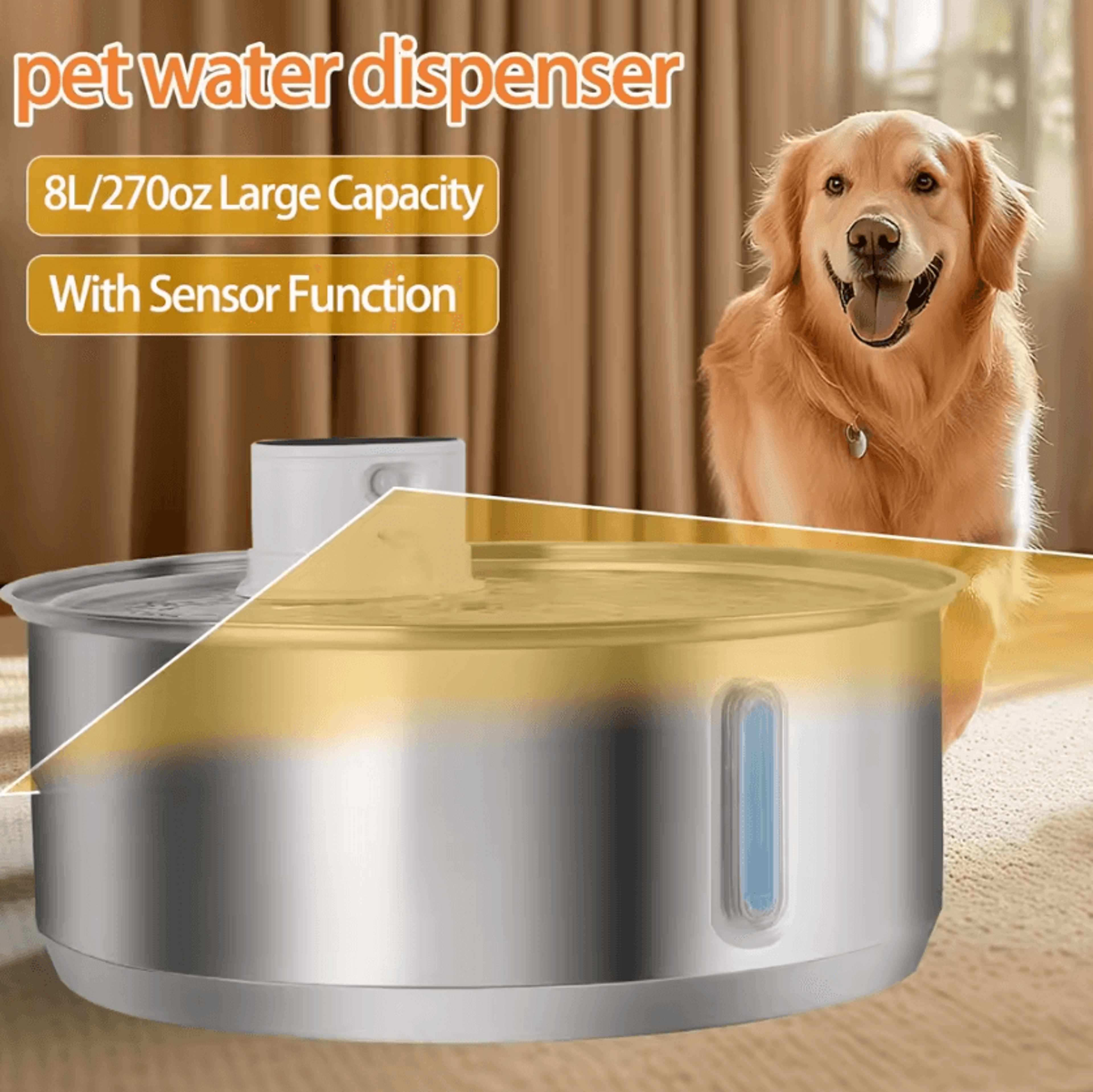 hydraflow 8l smart stainless steel pet water fountain