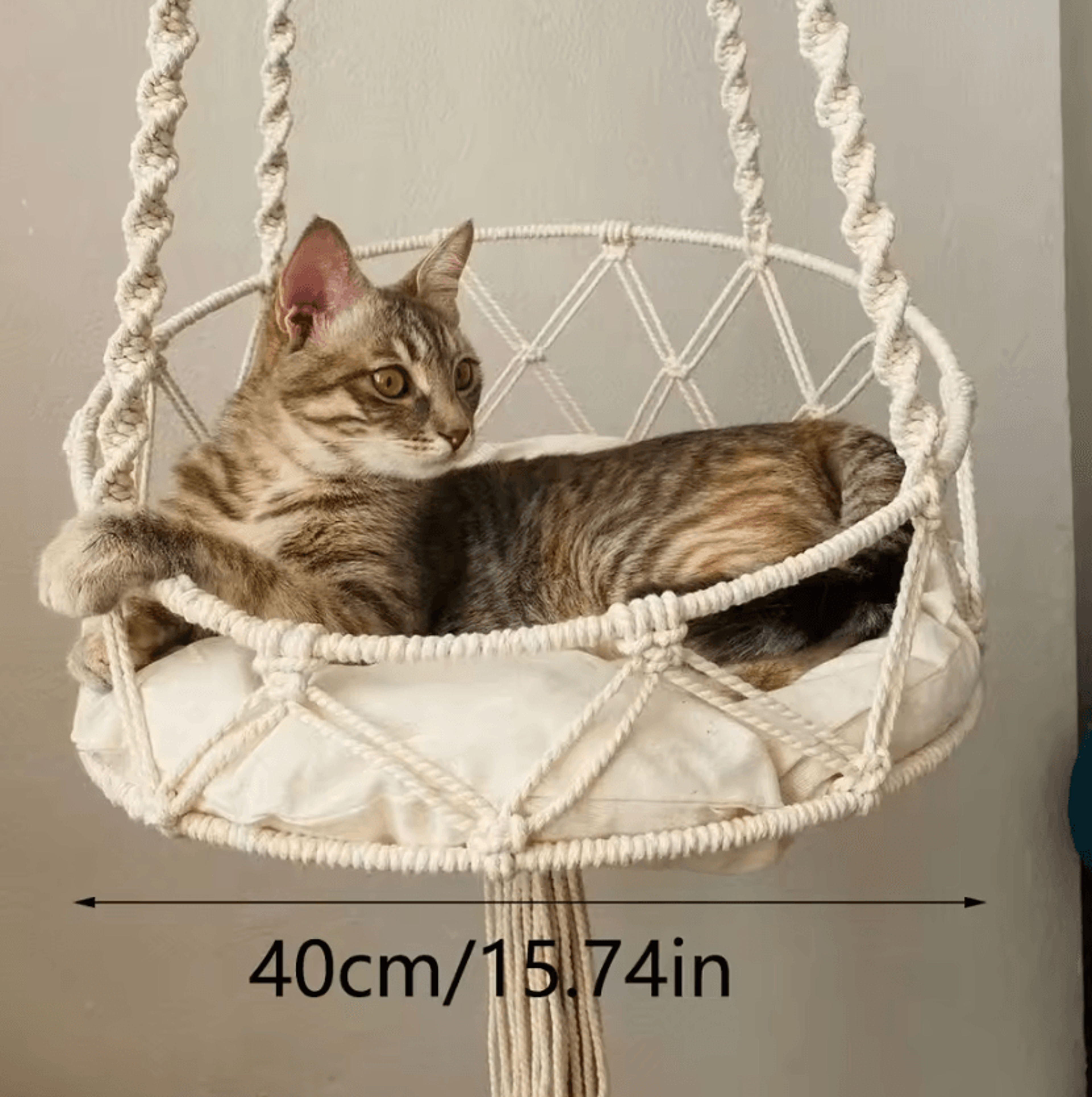 BohoCloud Handwoven Hanging Cat Hammock Bed 3