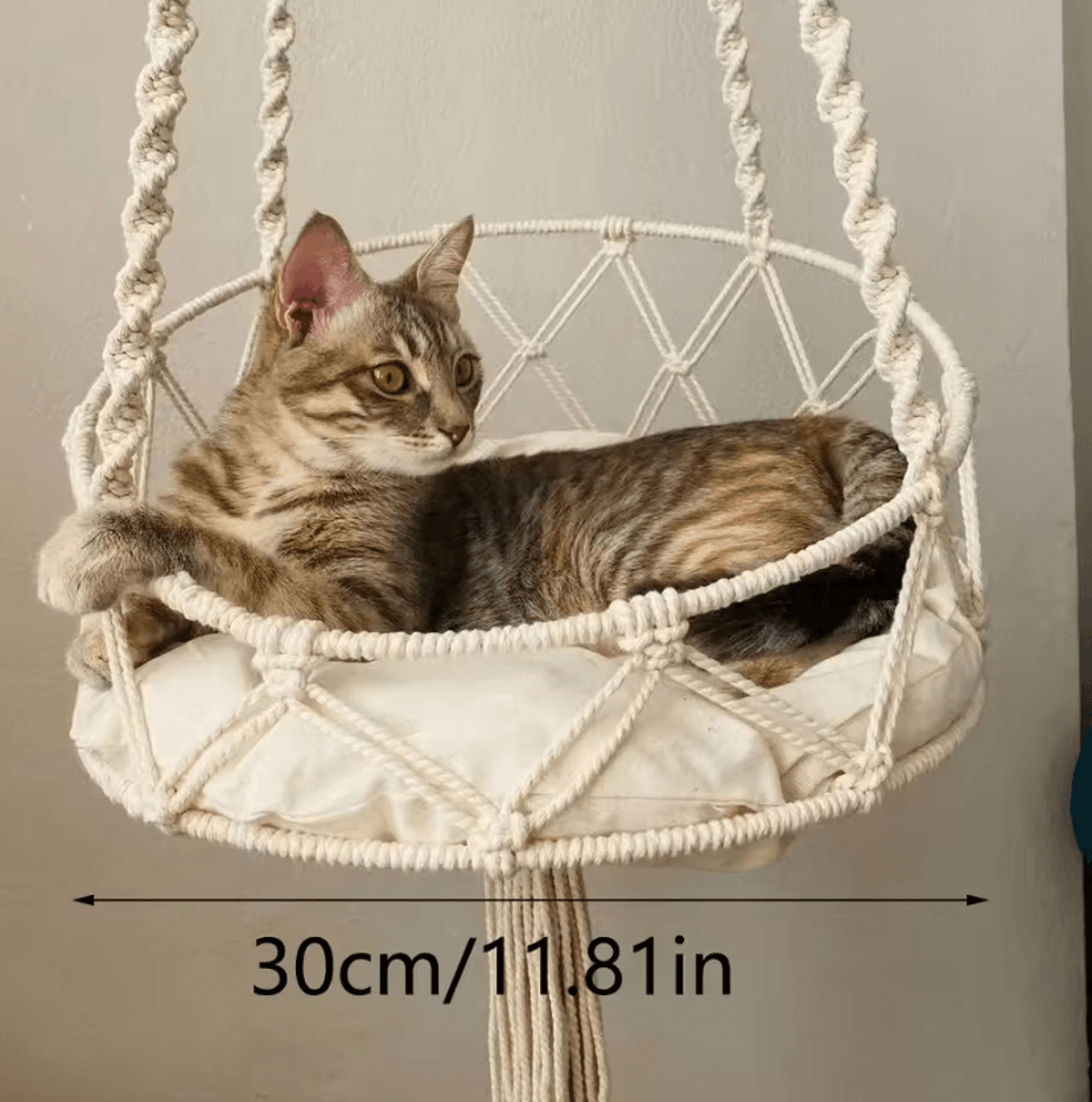BohoCloud Handwoven Hanging Cat Hammock Bed 4