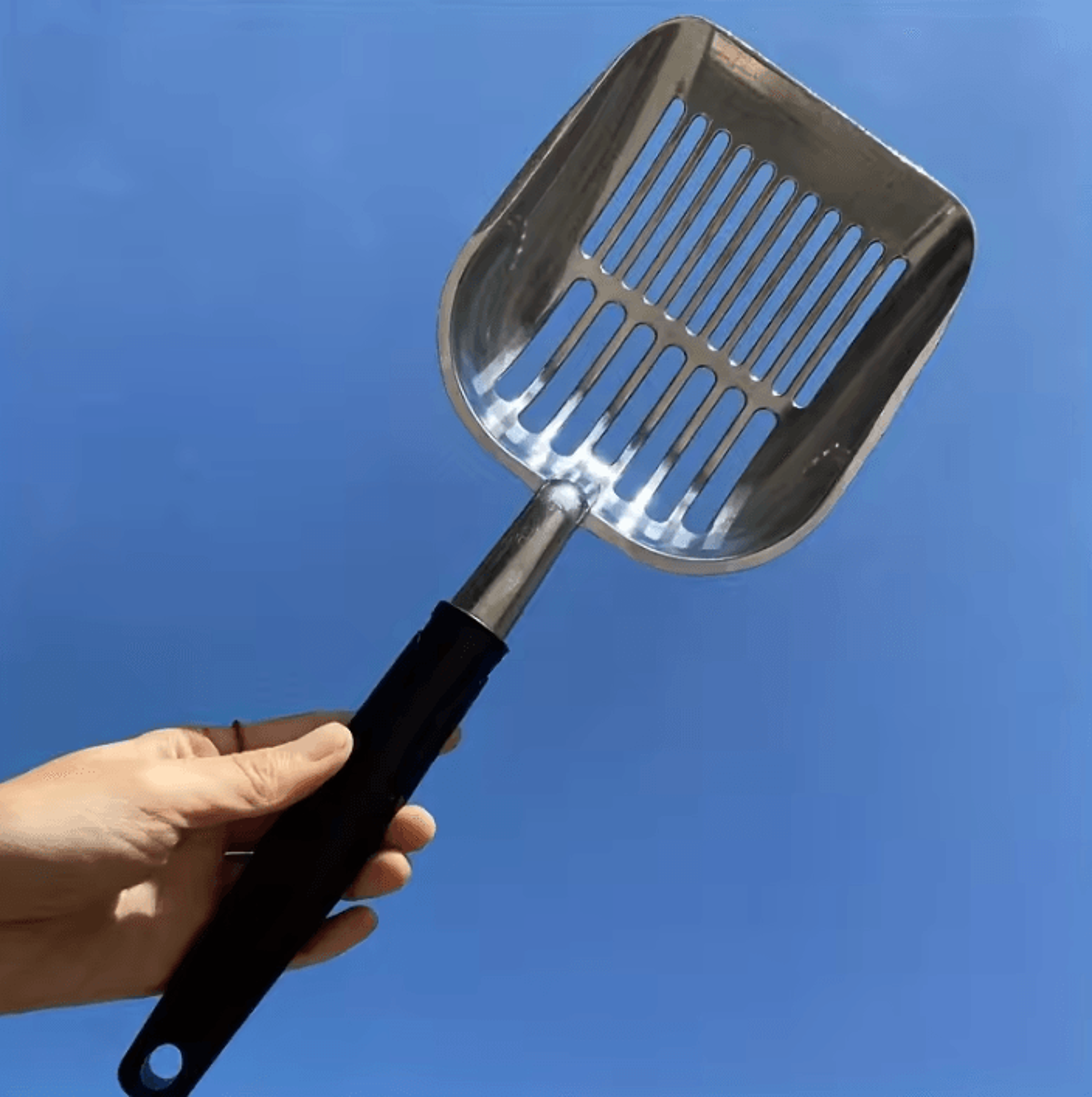 cleanreach stainless steel cat litter scoop – heavy-duty long handle metal sifter