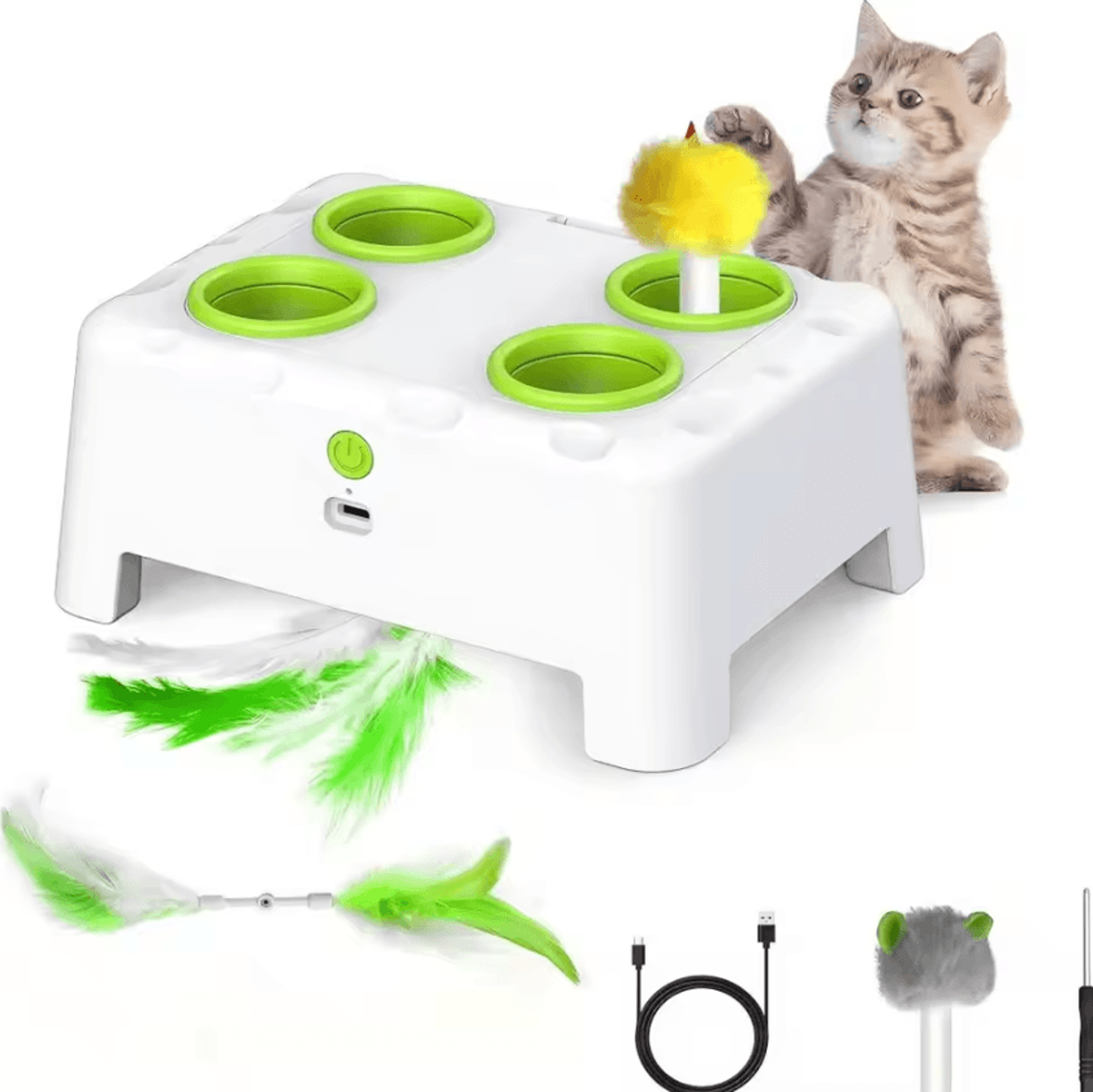 whiskerwhack automatic pop-up feather toy for cats & small pets