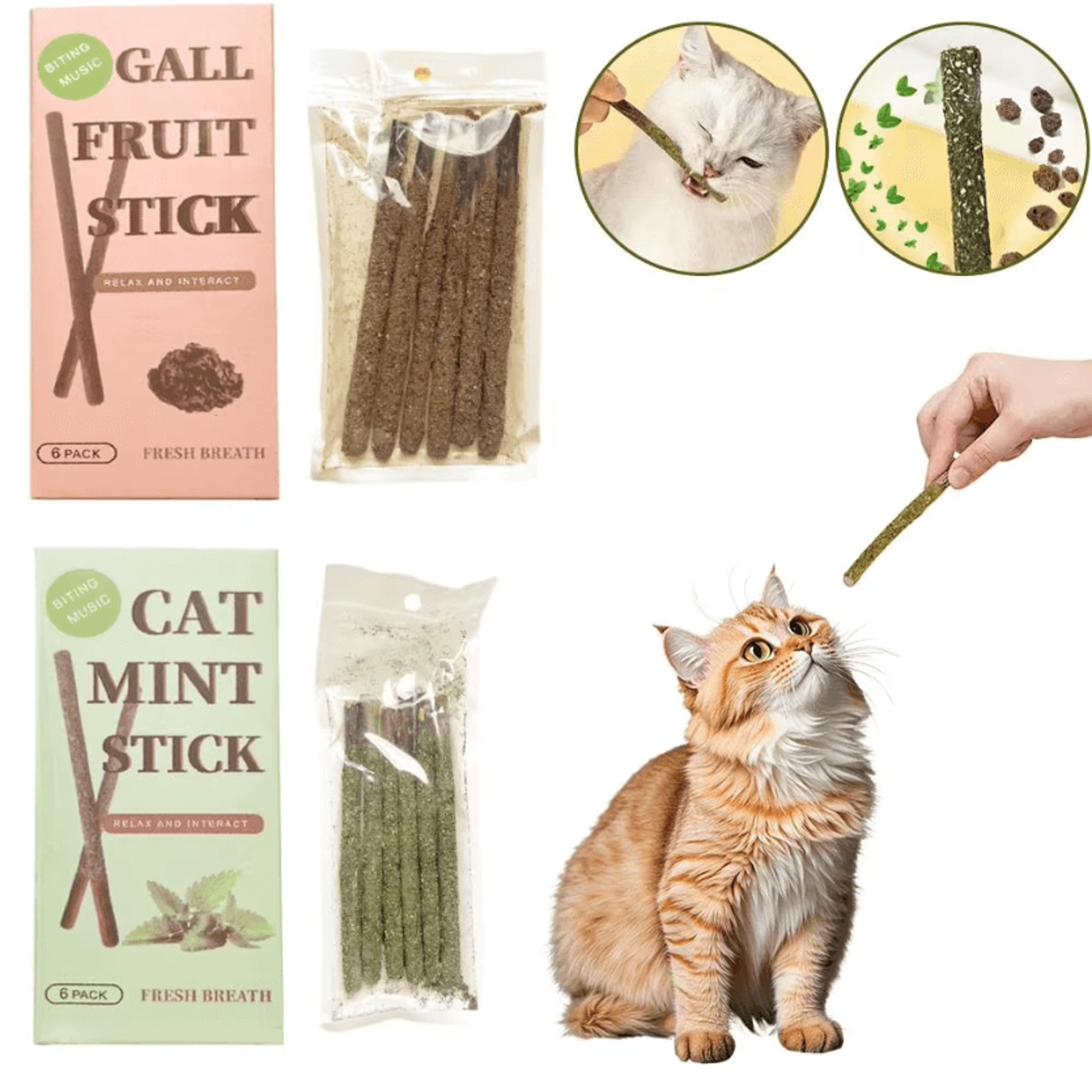 silverjoy natural matatabi cat sticks for teeth cleaning & play – 6pcs set