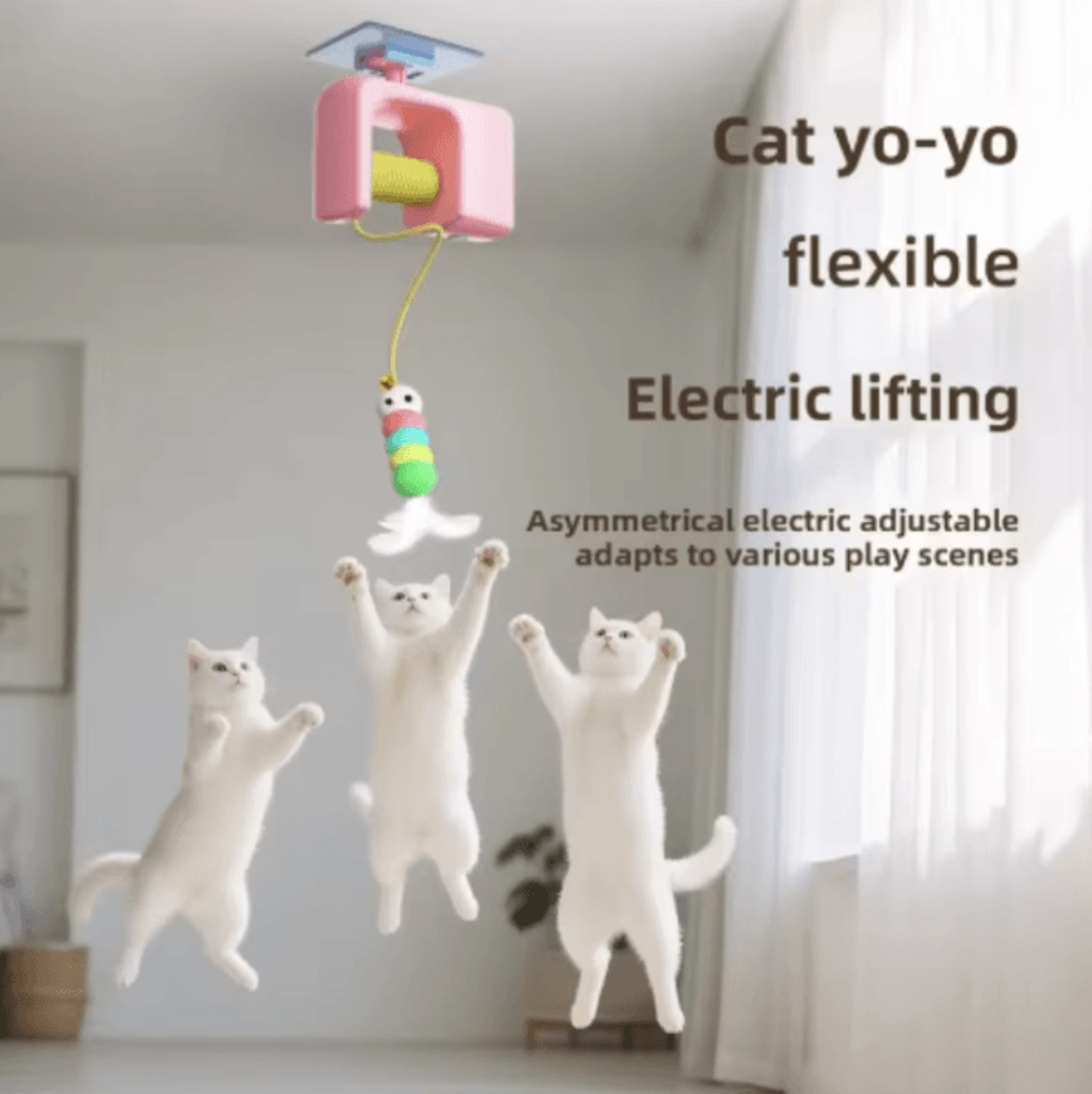 DoorJumper Interactive Hanging Cat Toy With Smart Feather  Scratch Rope 0