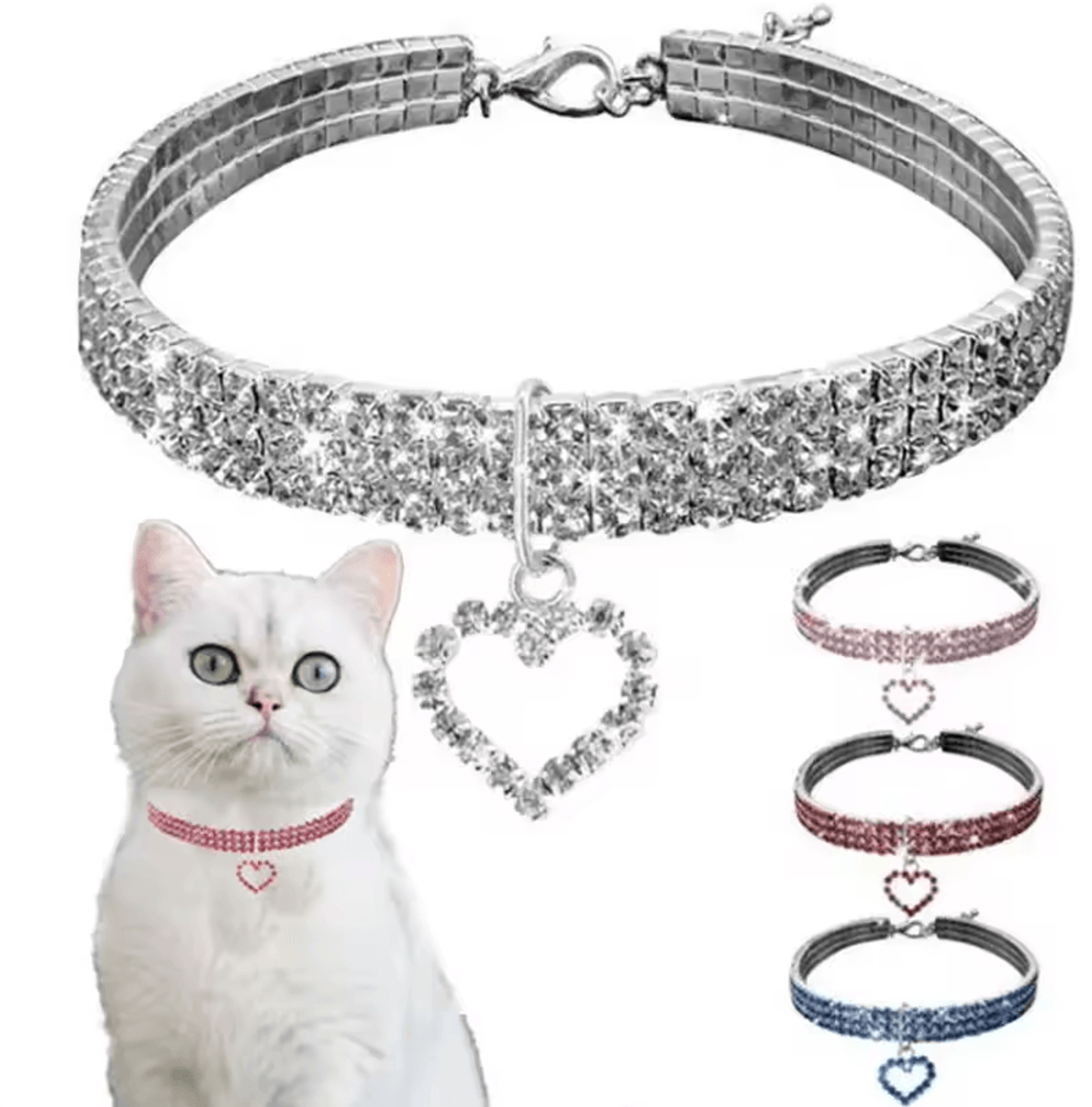 luxury rhinestone pet collar necklace for cats & small dogs