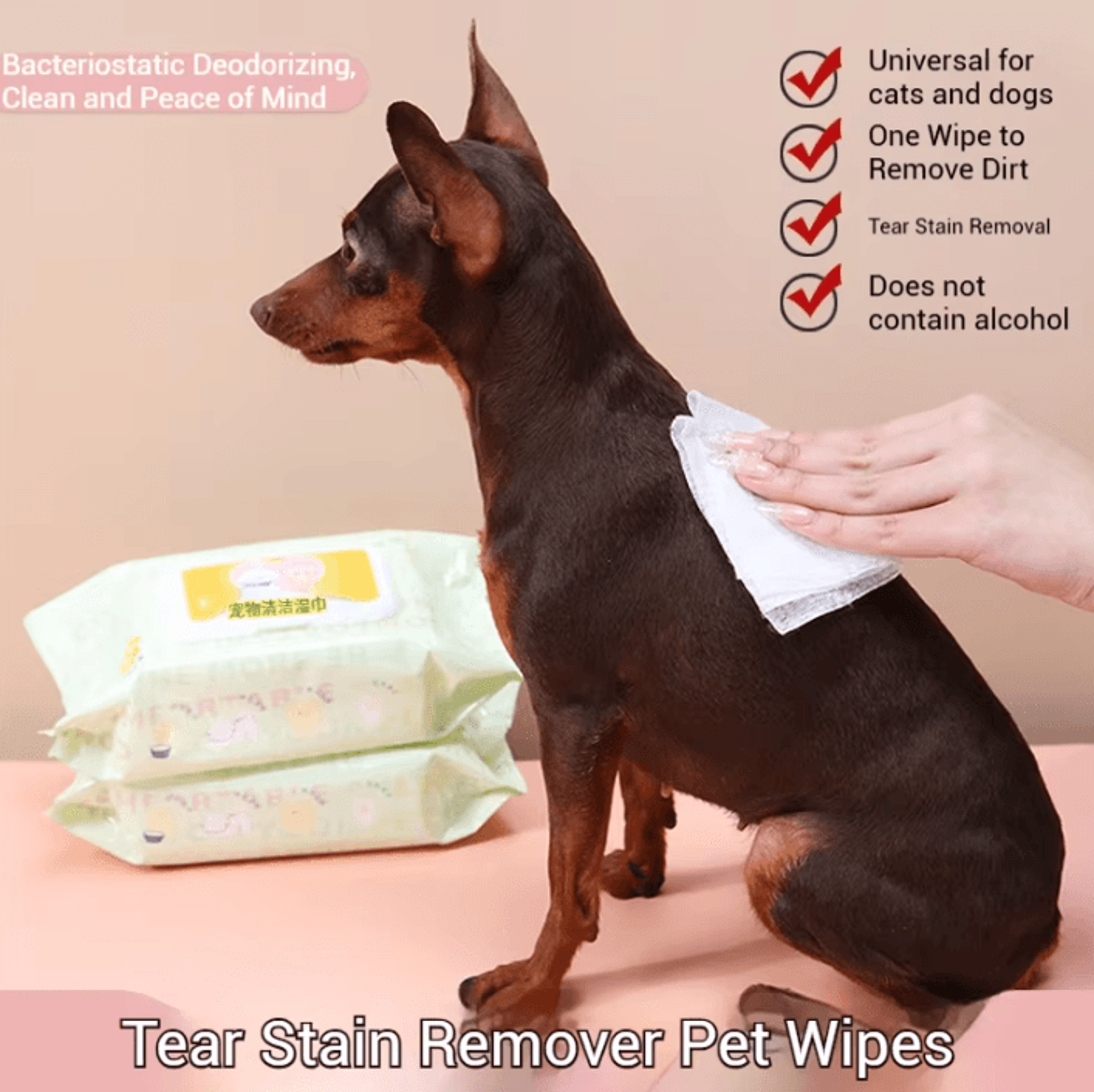 3Pack Pet Cleaning Wipes For Cats  Dogs  Tear Stain  Odor Care 3