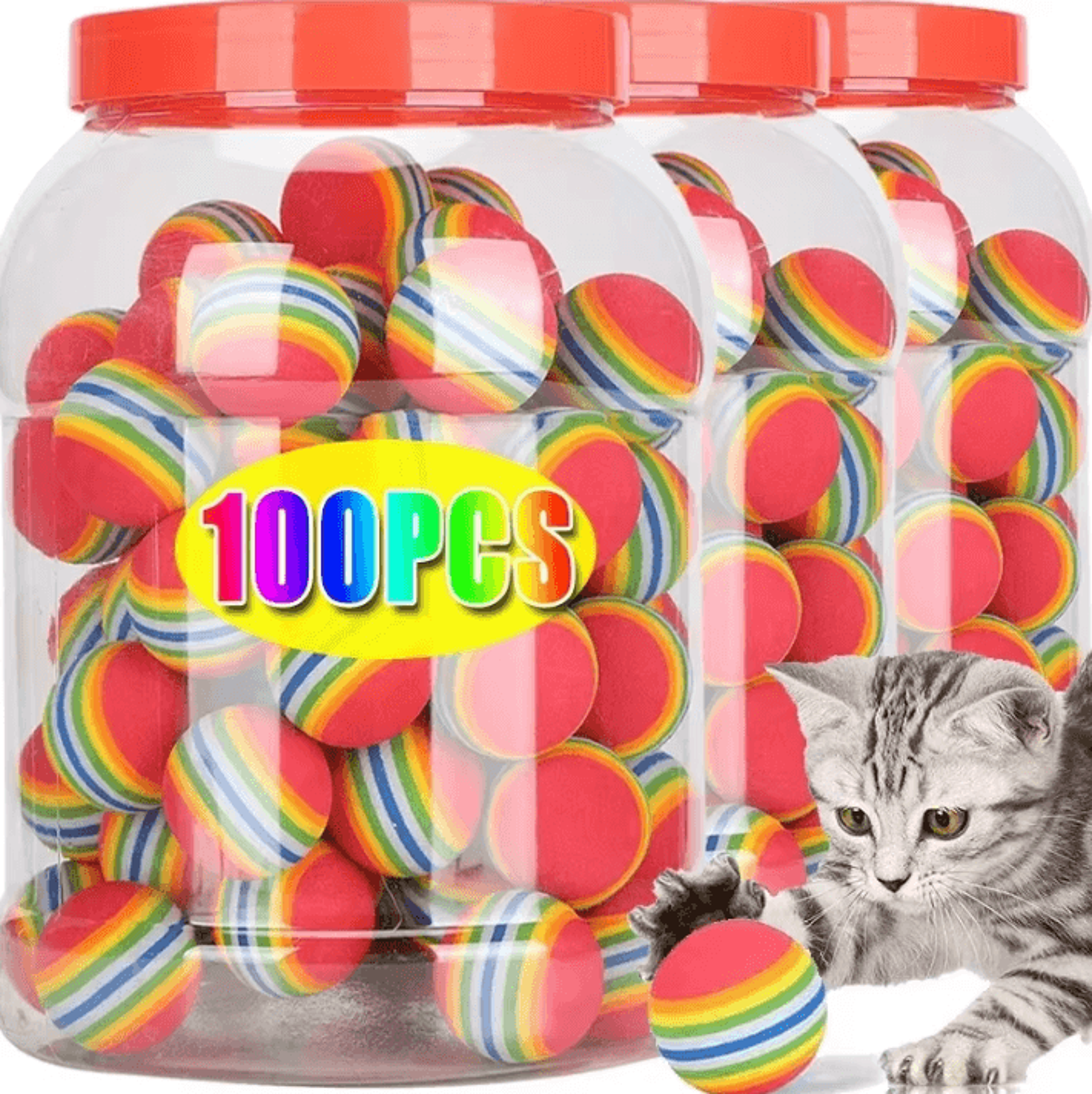 Rainbow EVA Pet Toy Balls For Interactive Cat  Dog Play 0