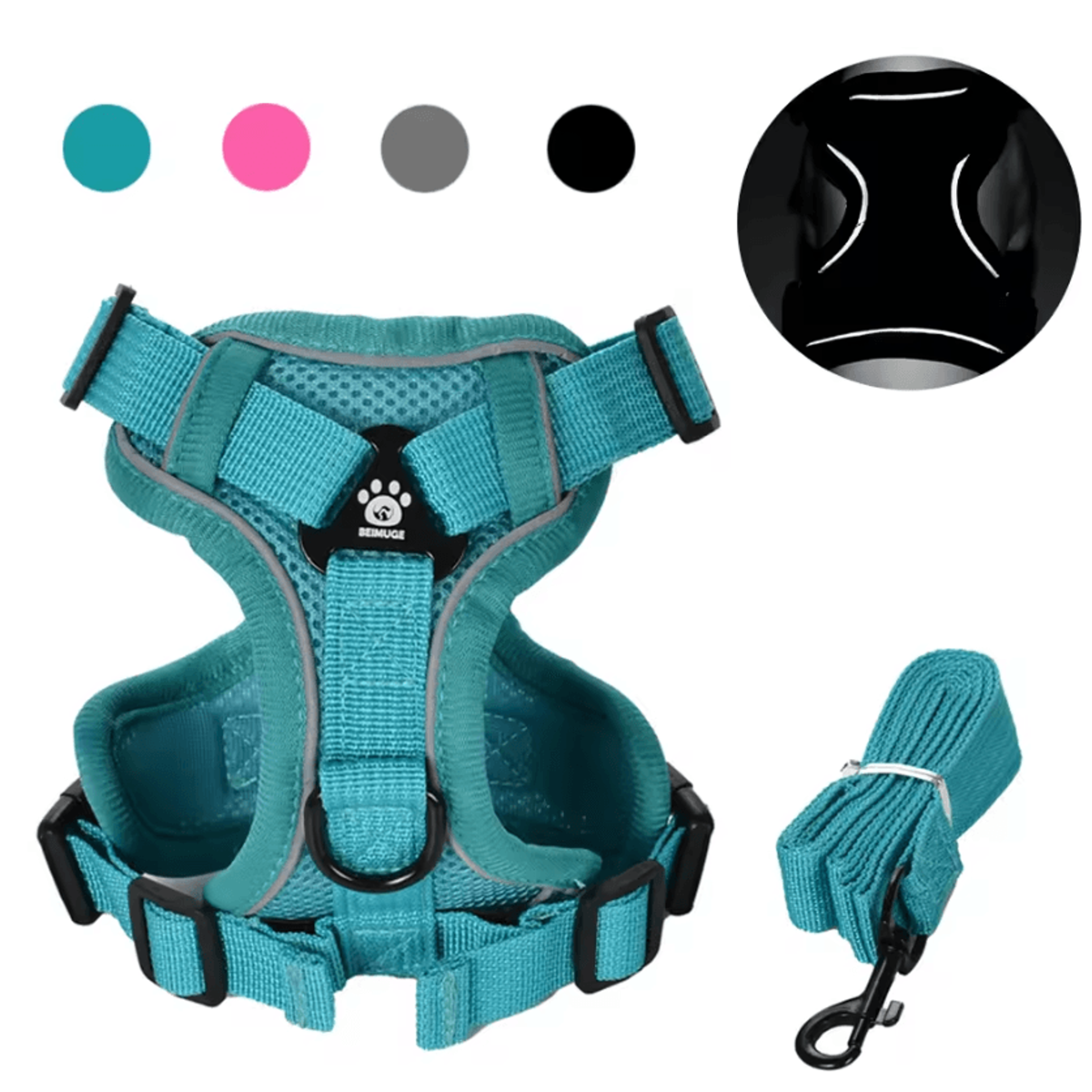 Reflective Adjustable Pet Harness  Leash Set For Cats  Small Dogs 0