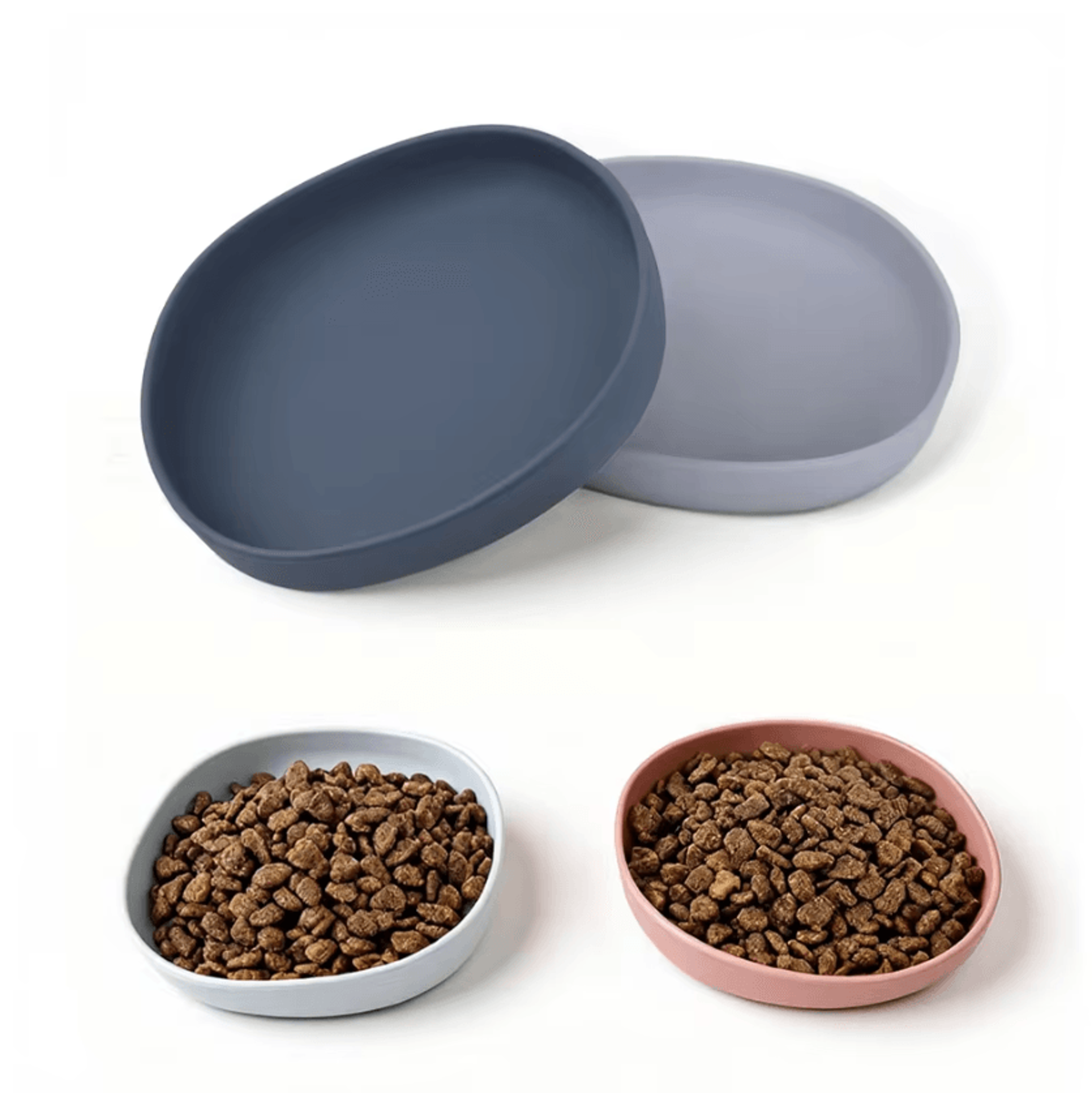 comfortdish whisker-friendly silicone cat feeding plates set