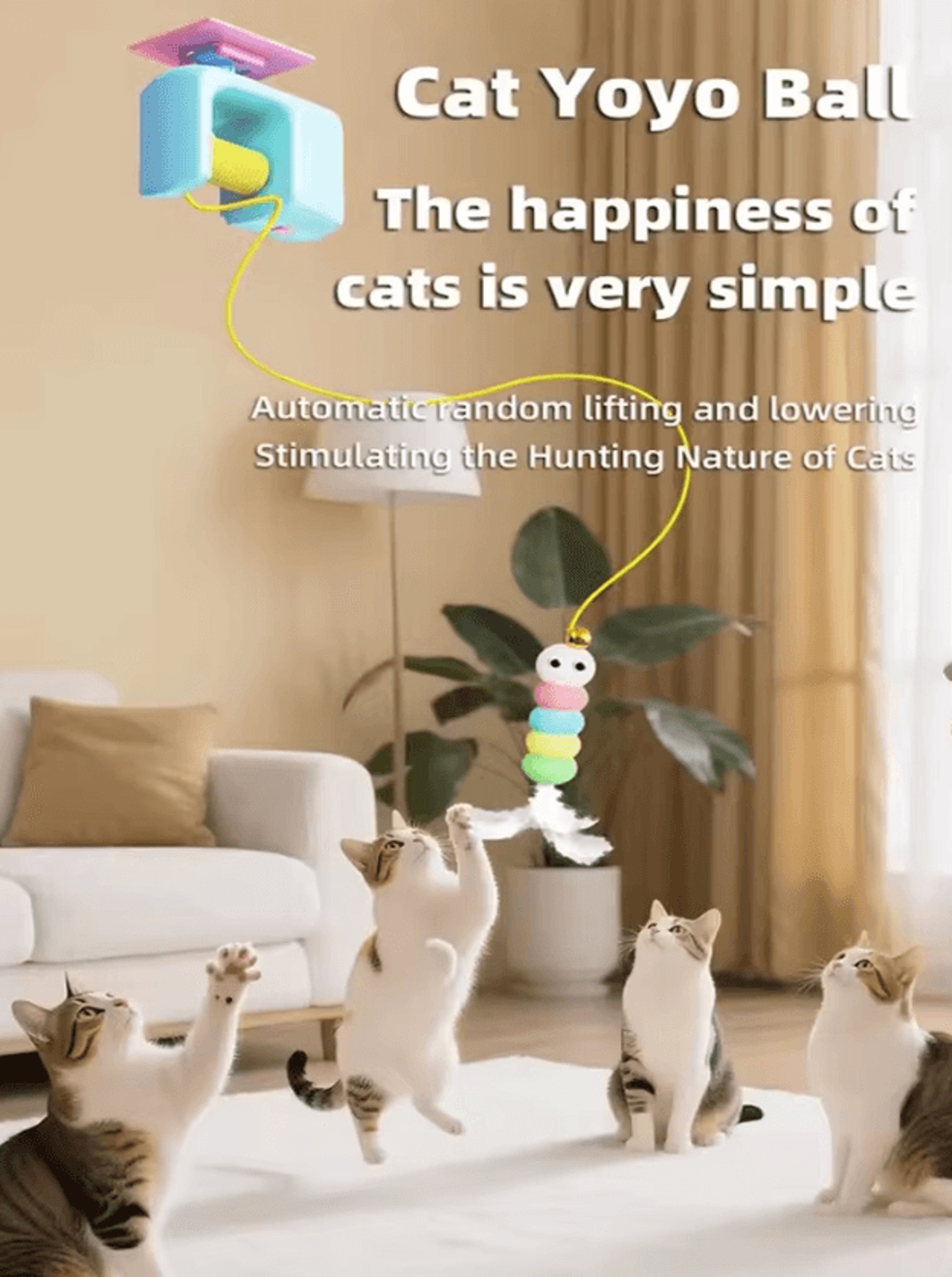 JumpCatch Automatic Hanging Cat Toy With Electric YoYo Motion 1