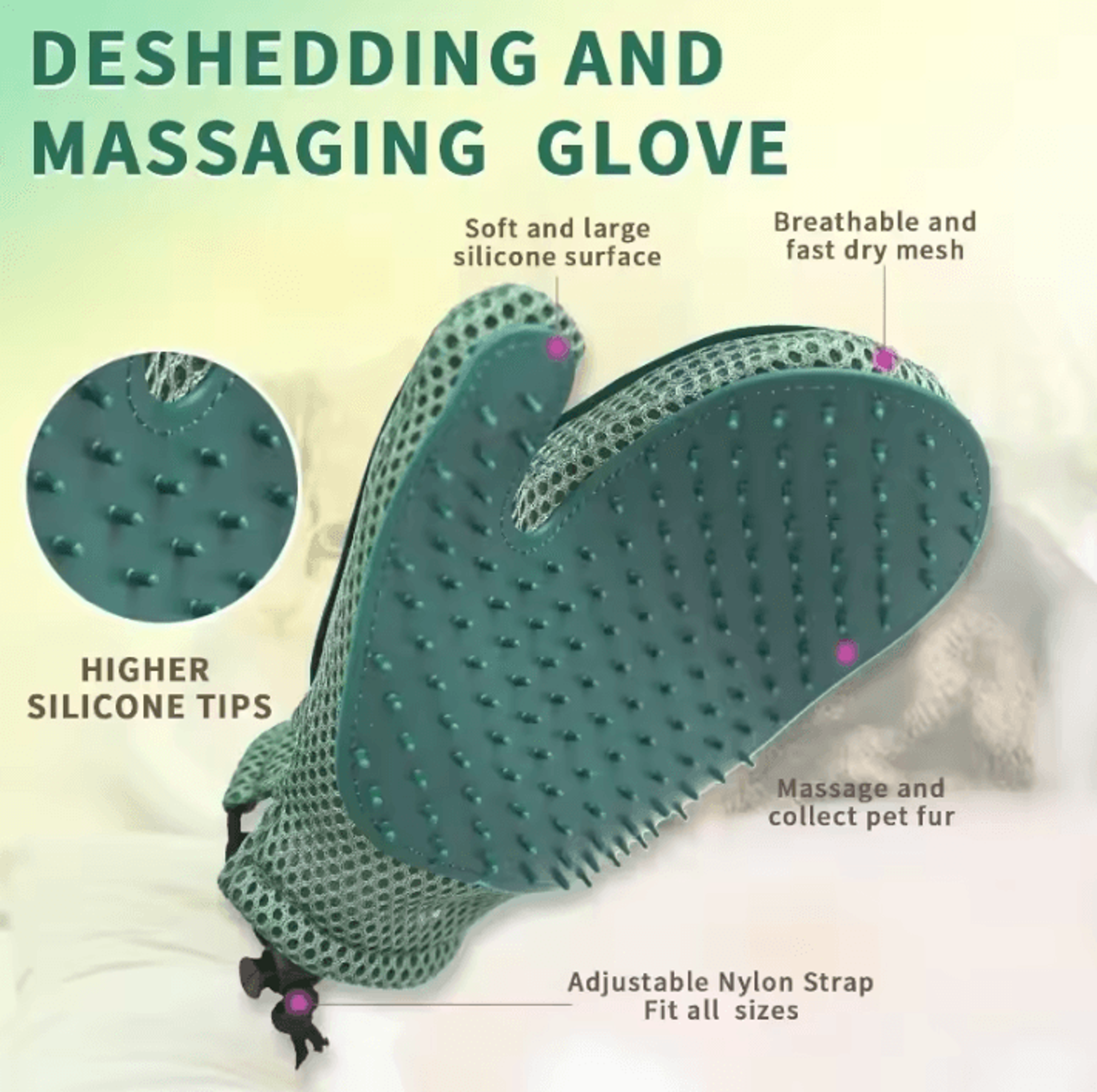 furease double-sided pet grooming glove & massage brush