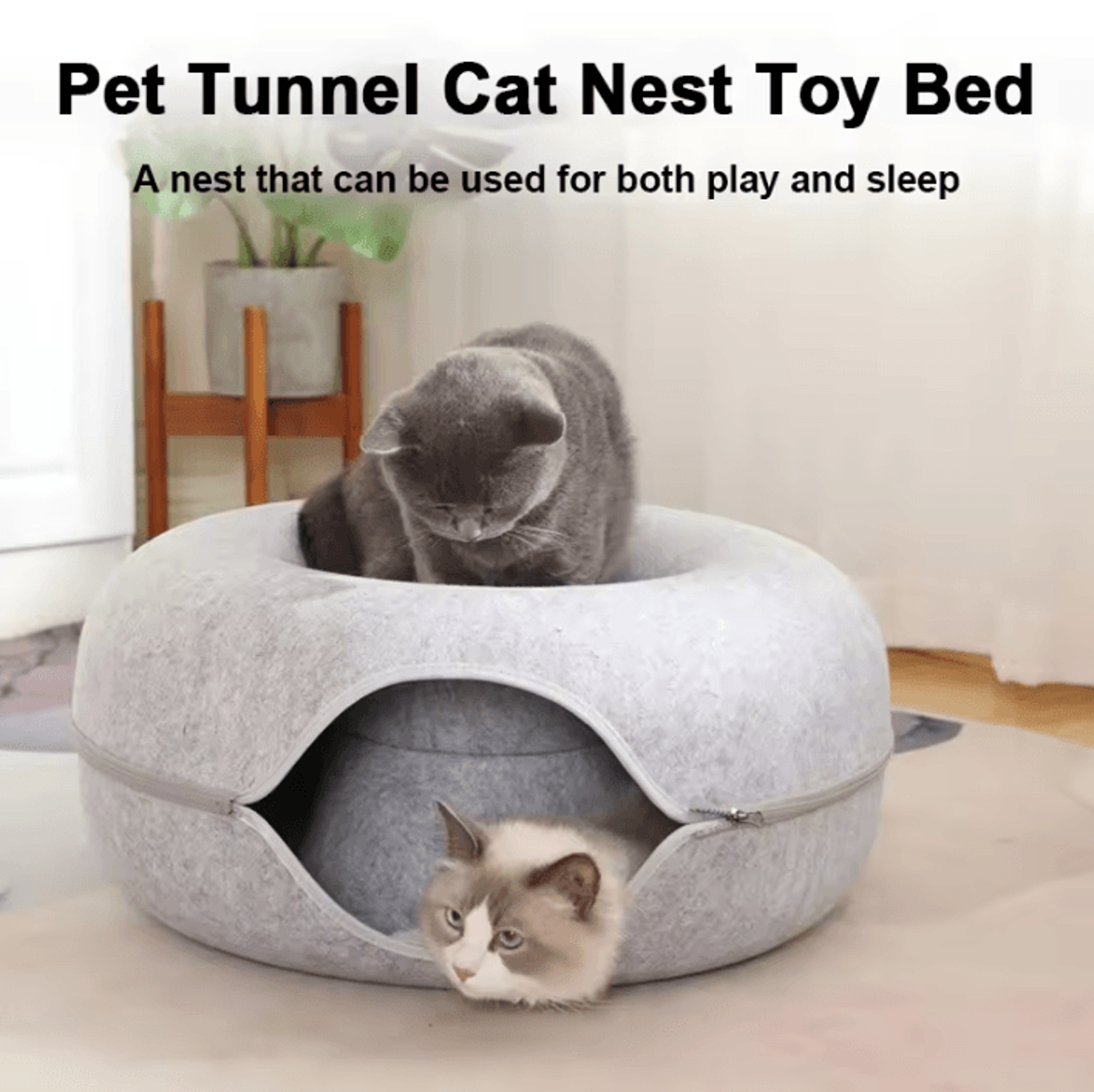 cozyloop felt cat tunnel bed & interactive hideaway house