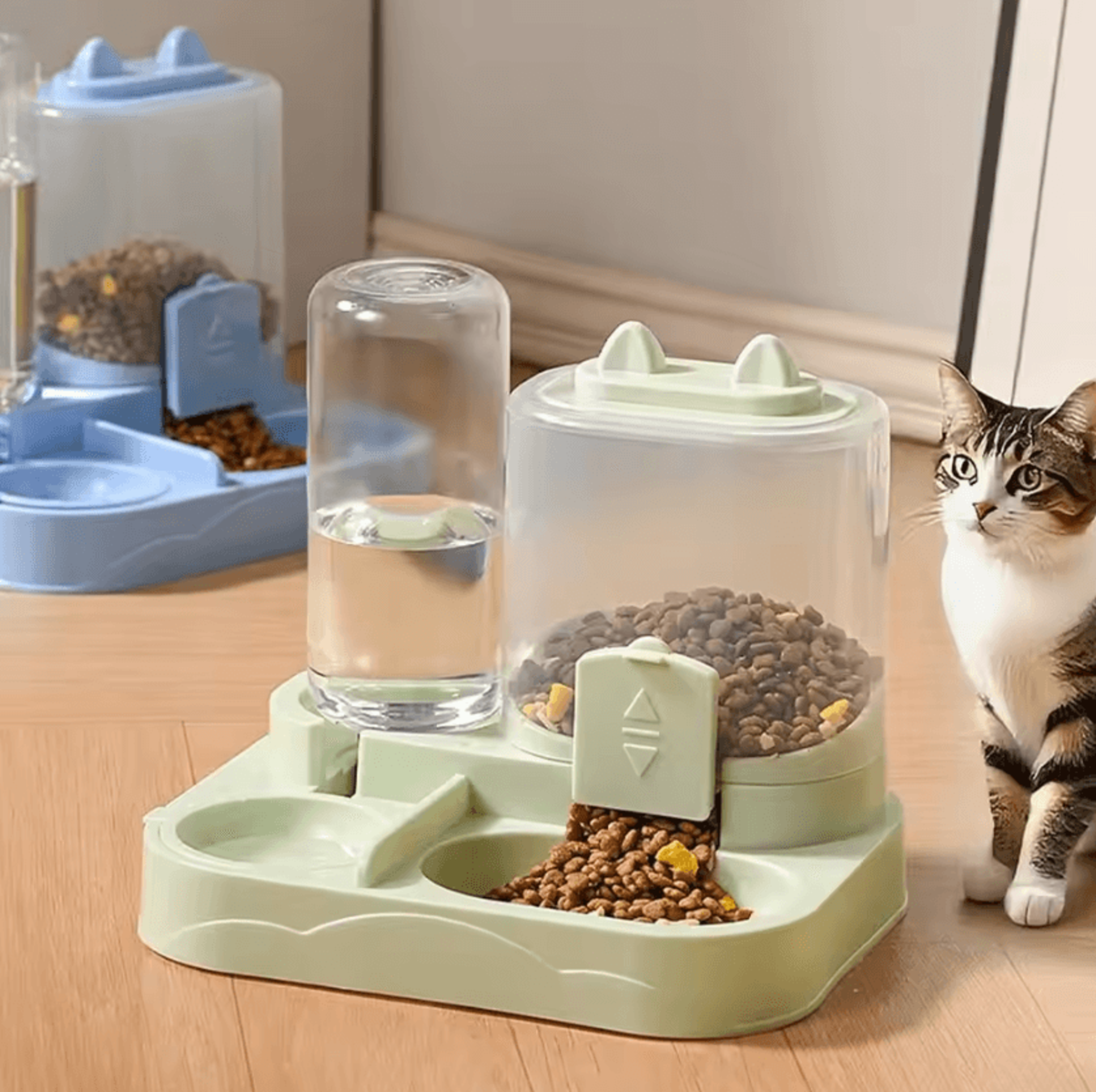 duoflow 2-in-1 automatic pet feeder & water dispenser for cats & small dogs