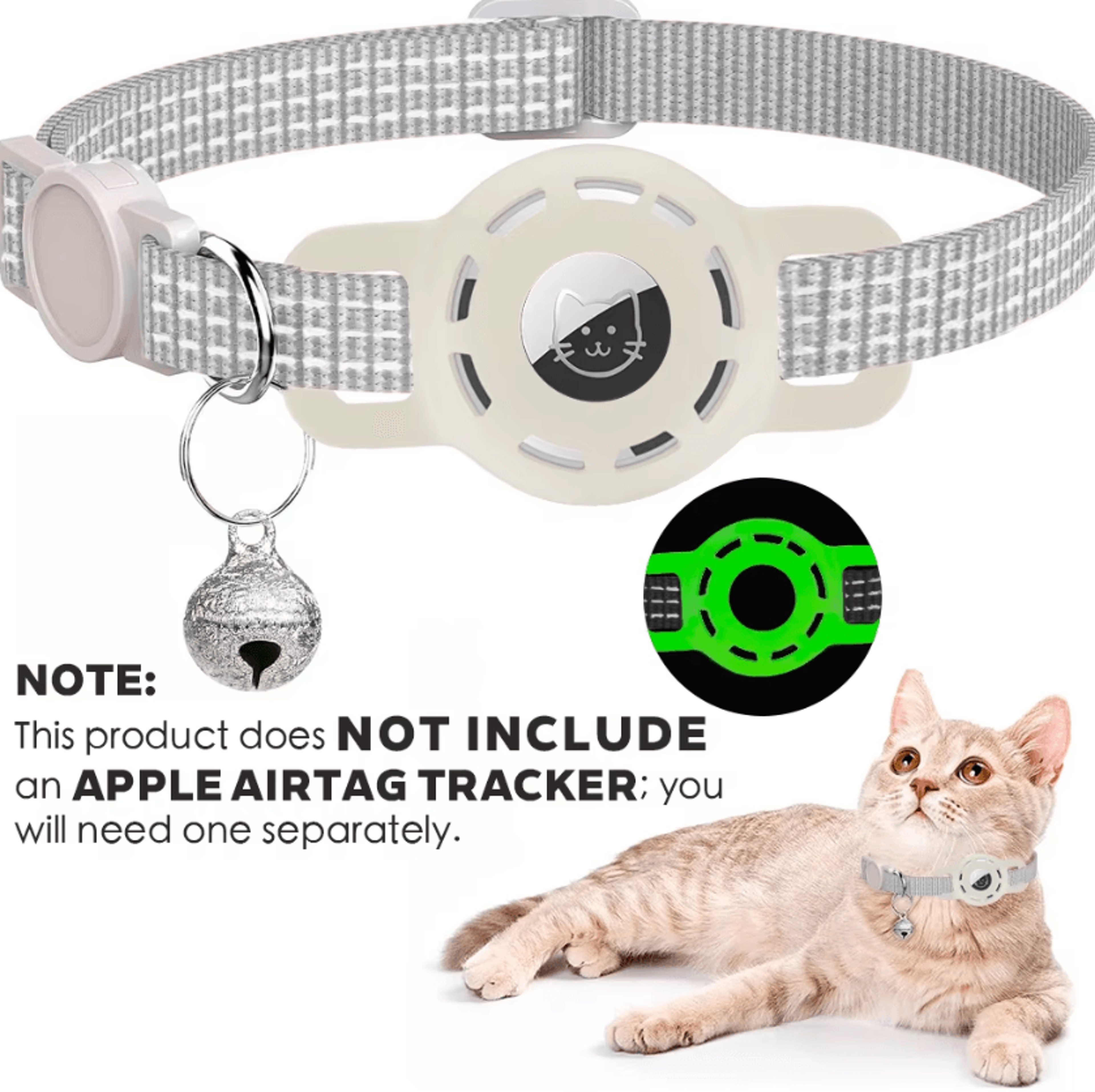 TrackSafe AirTag Cat Collar With Reflective Breakaway Design  Bell 0