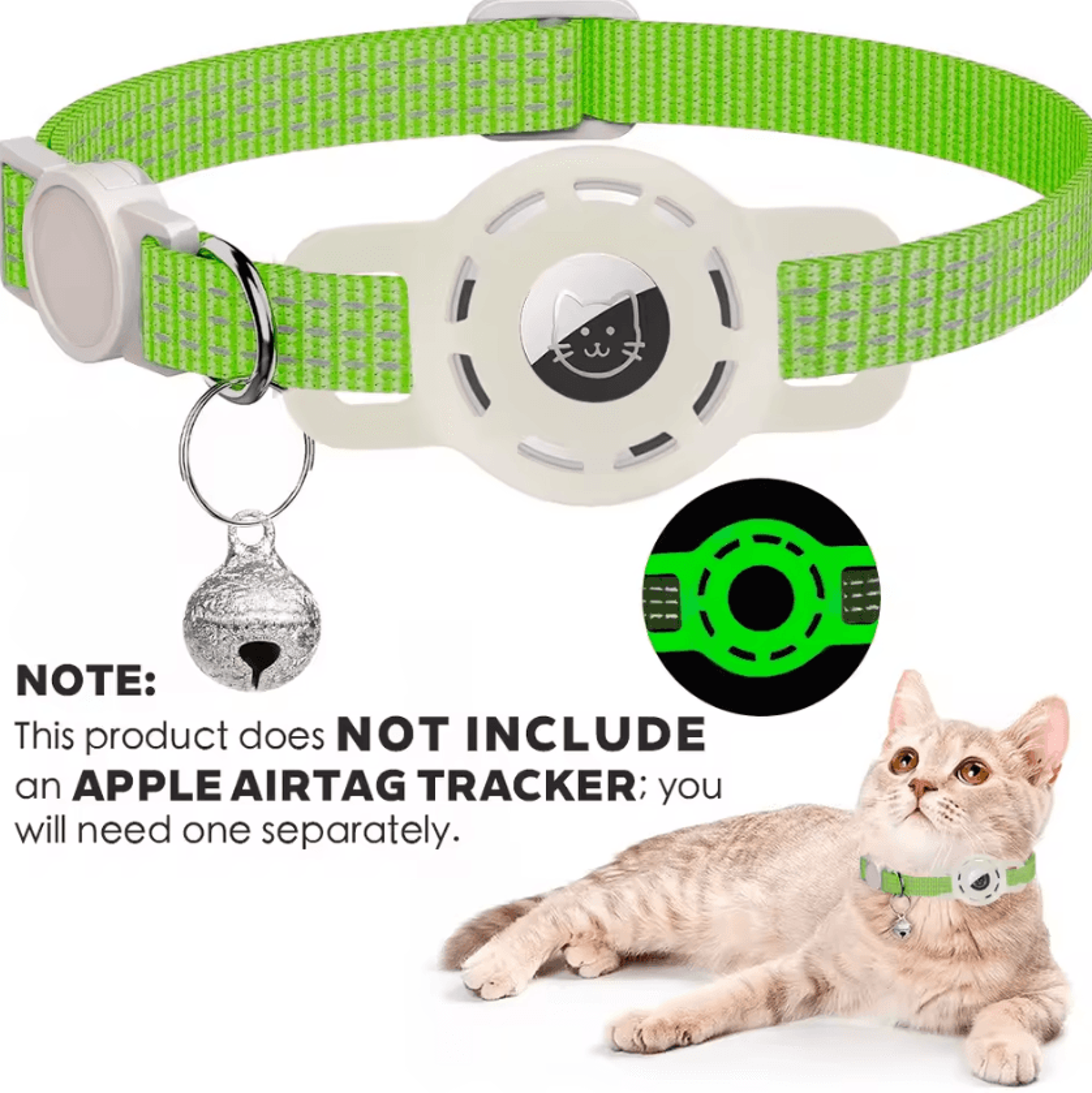 TrackSafe AirTag Cat Collar With Reflective Breakaway Design  Bell 10