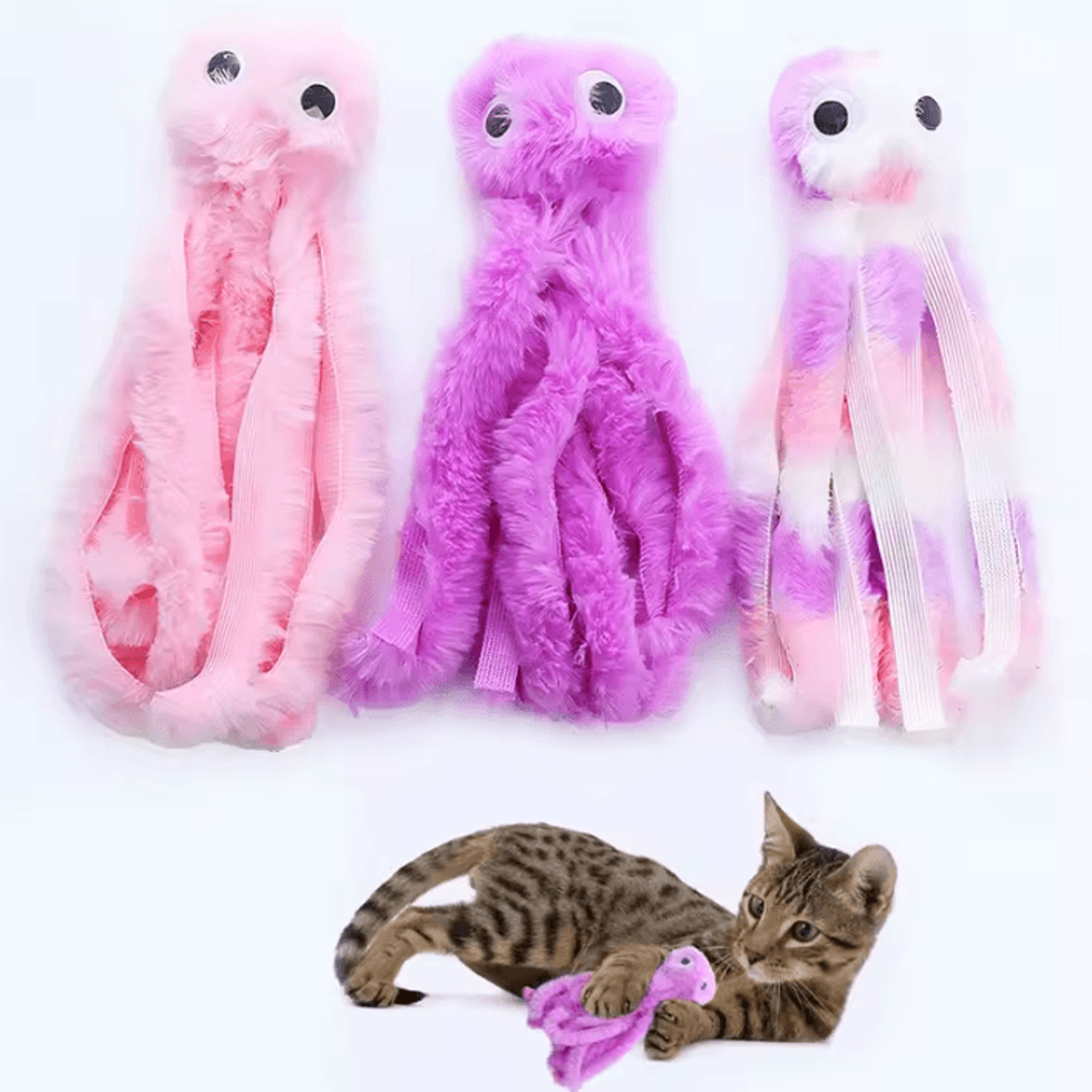 OctoPaws Plush Octopus Cat Toy For Interactive Play  Chewing 0