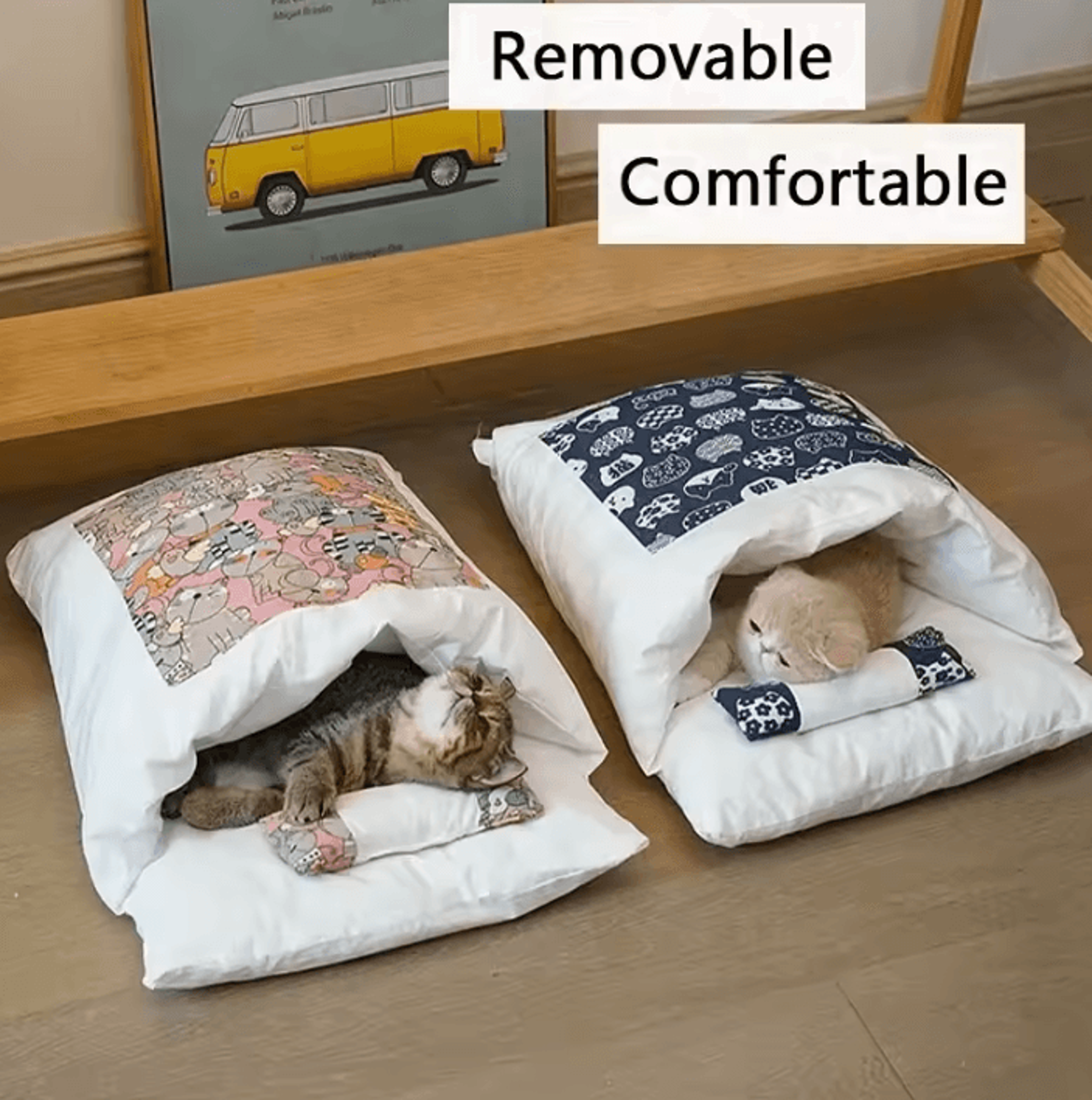 cozynest kawaii removable cat bed house for cats & small dogs