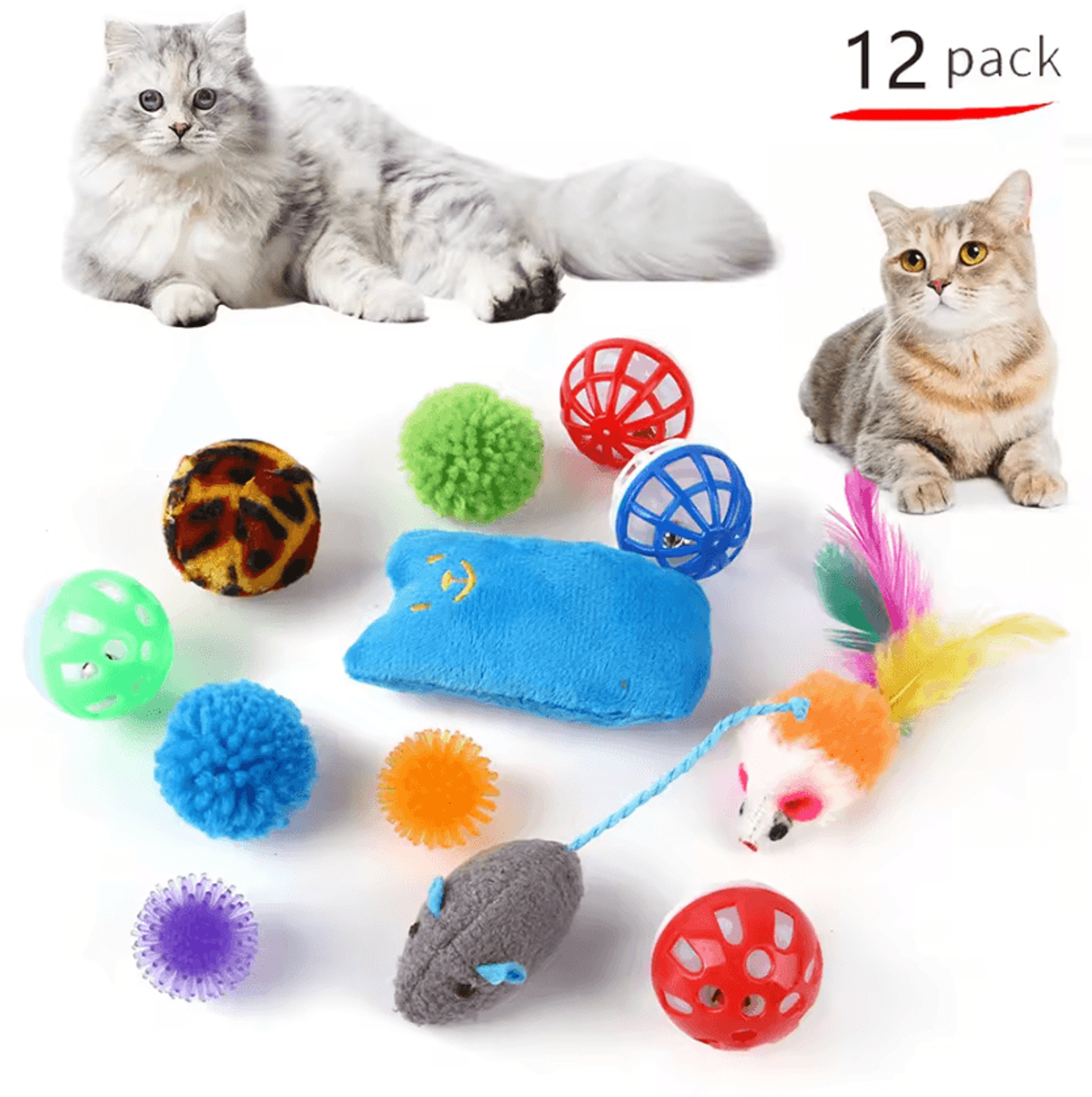 Ultimate Kitten Play Pack  Interactive Cat Toy Variety Set With Wand Sisal Mouse  Bell Balls 0