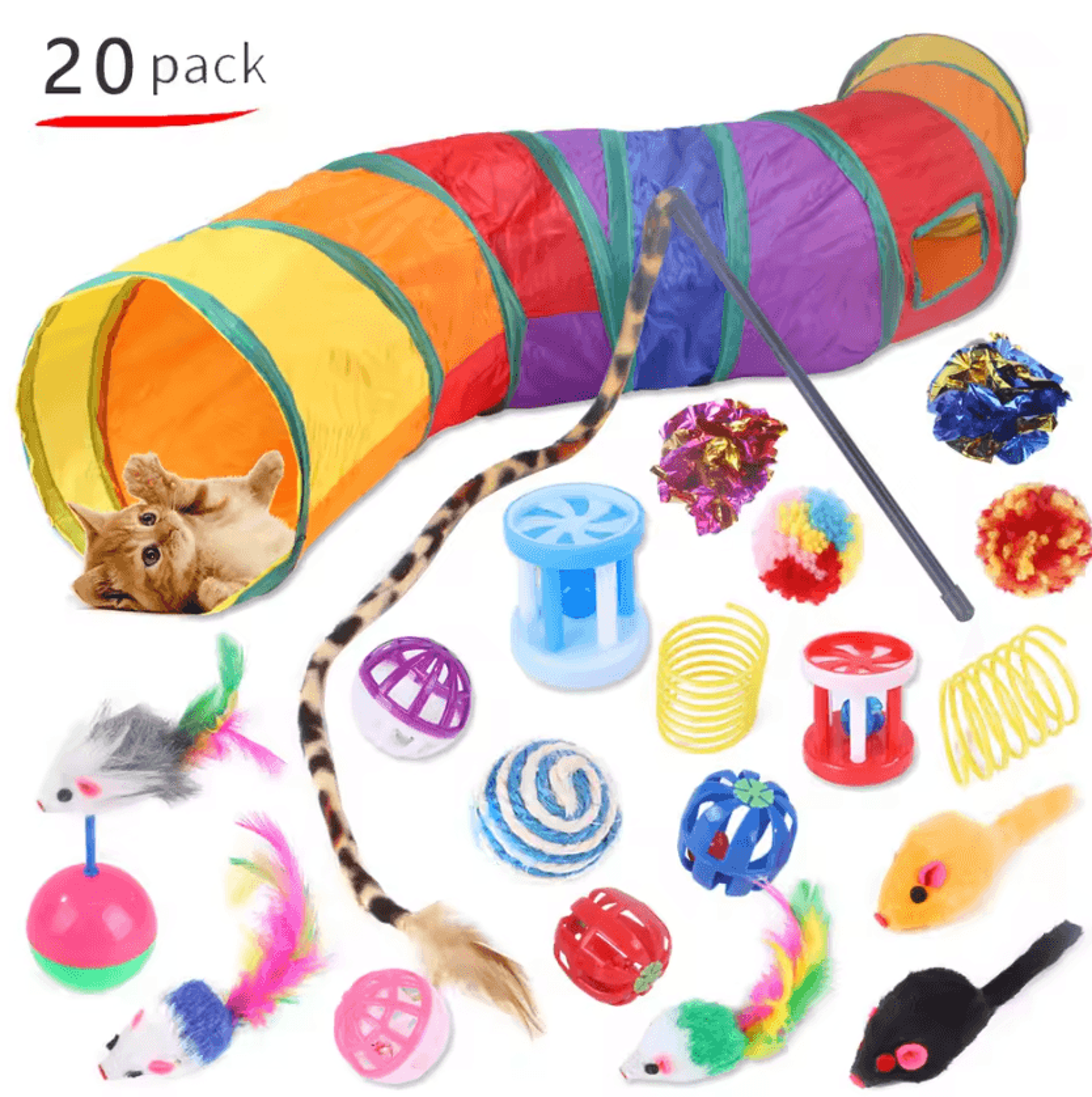 Ultimate Kitten Play Pack  Interactive Cat Toy Variety Set With Wand Sisal Mouse  Bell Balls 3