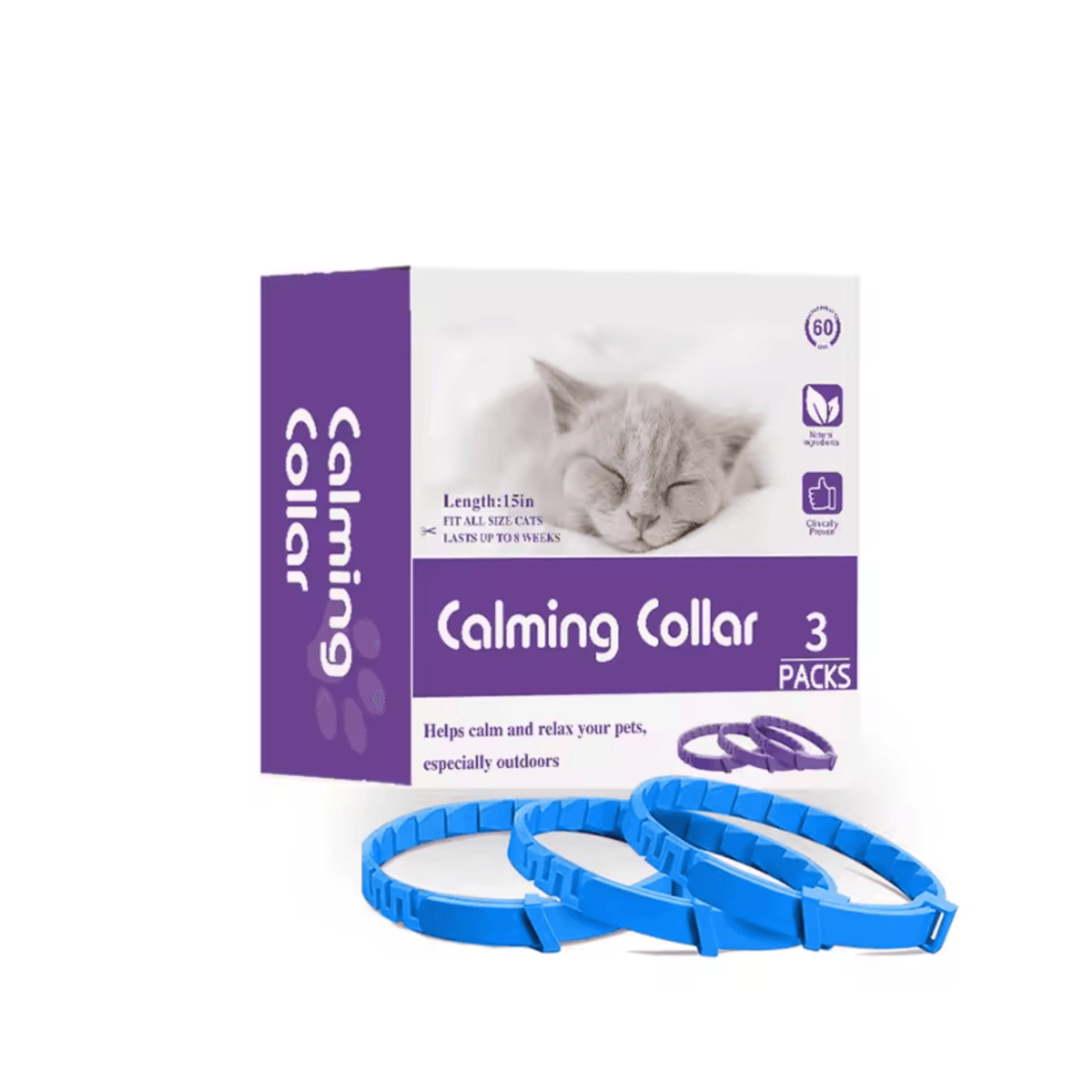 CalmPaws 3Pack Cat Pheromone Collars  Adjustable Anxiety Relief Collar For StressFree Comfort 8