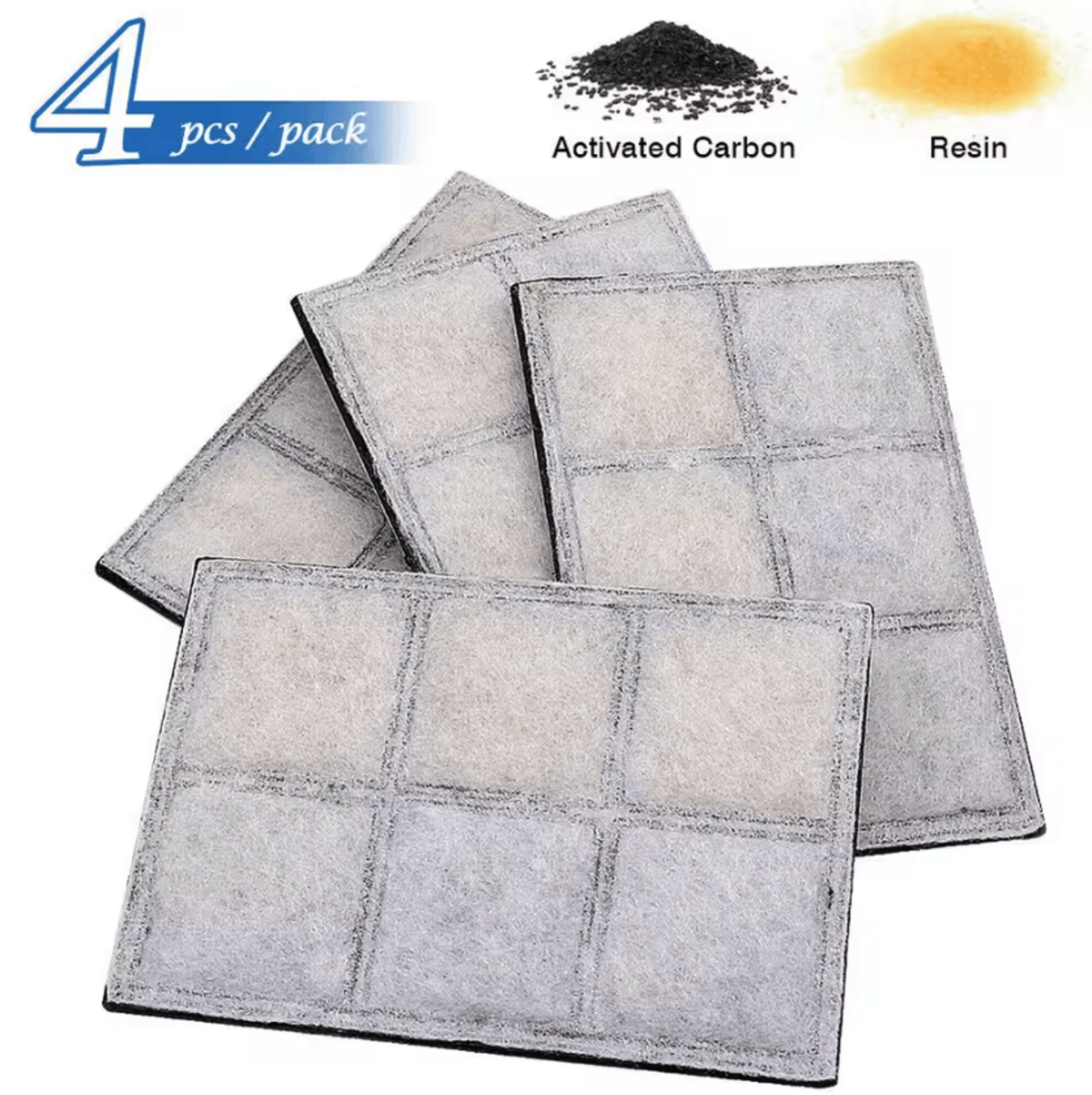 pureflow carbon fountain filters – 4-pack replacement filters for 1.8l automatic pet water fountains